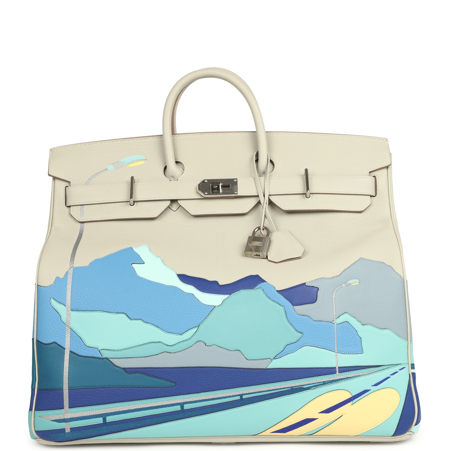 Pre-owned Hermes HAC Birkin 50 "Endless Road" Gris Perle Togo Palladium Hardware