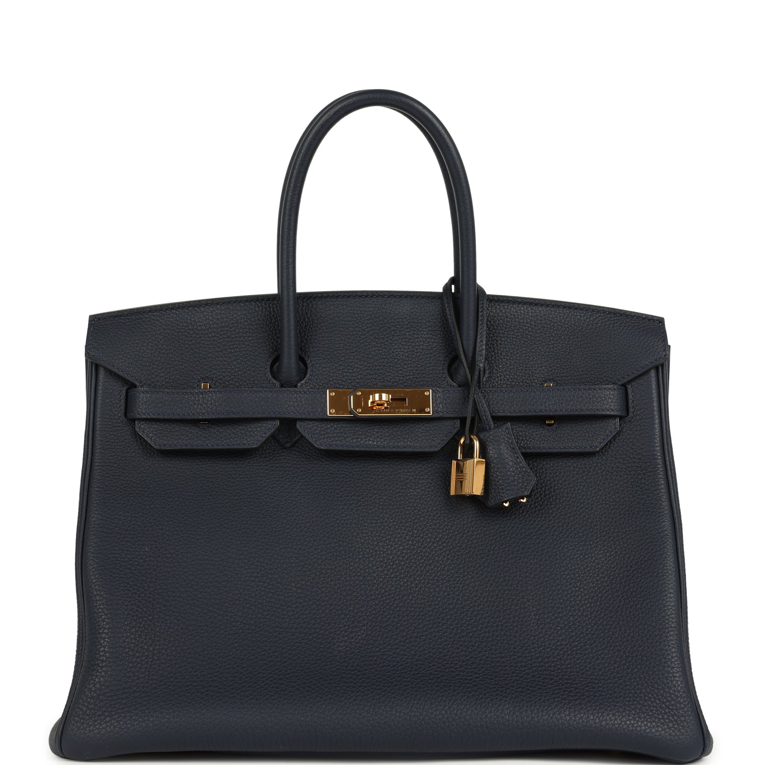 Pre-owned Hermes Birkin 35 Bleu Nuit Togo Gold Hardware
