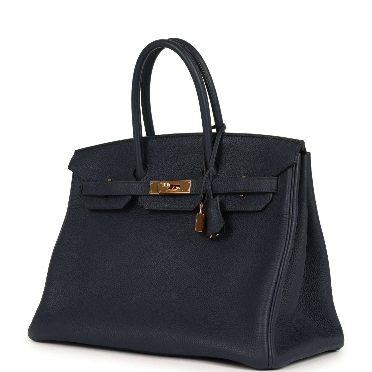 Pre-owned Hermes Birkin 35 Bleu Nuit Togo Gold Hardware