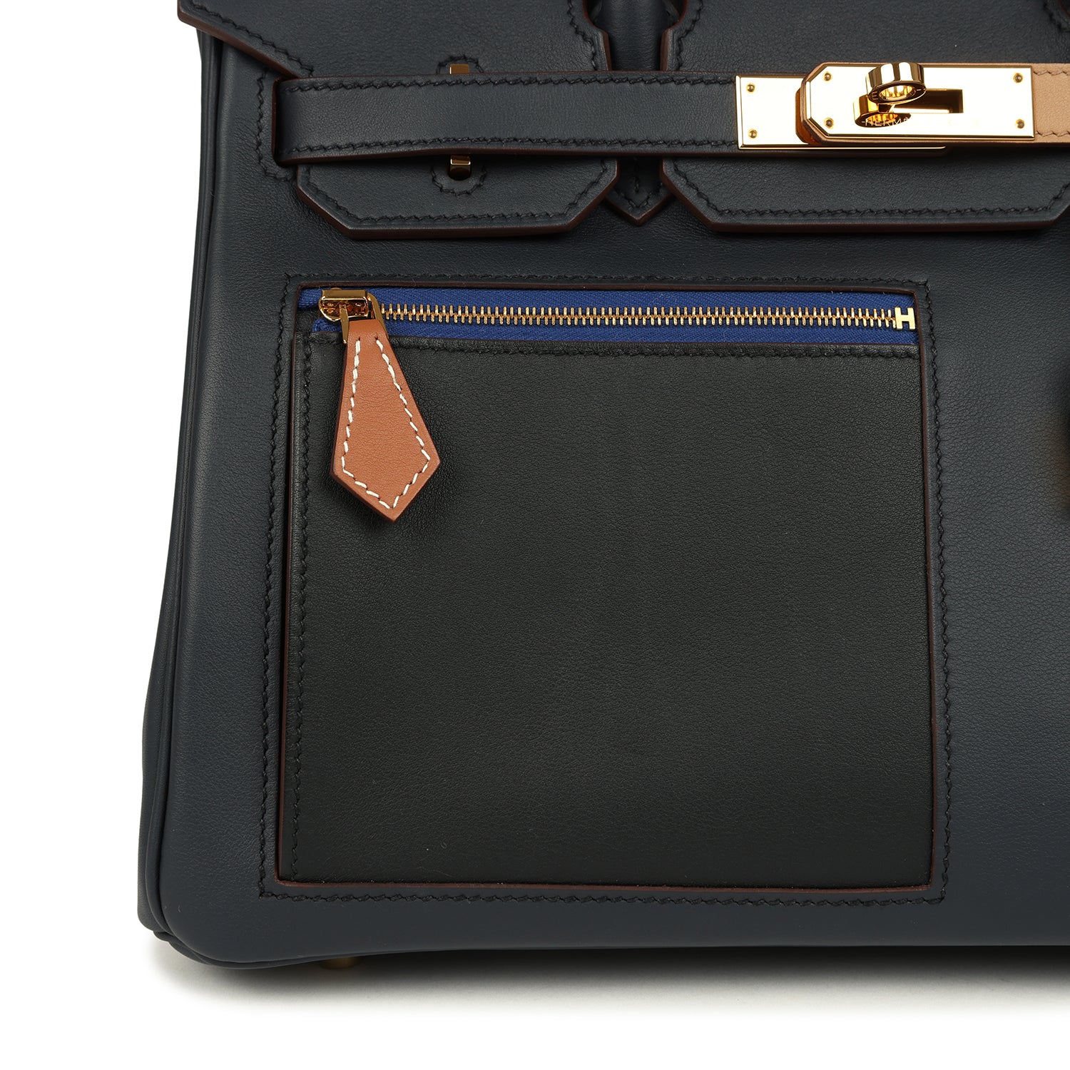 Pre-owned Hermes Colormatic Birkin 30 Caban, Chai & Black Swift Gold Hardware
