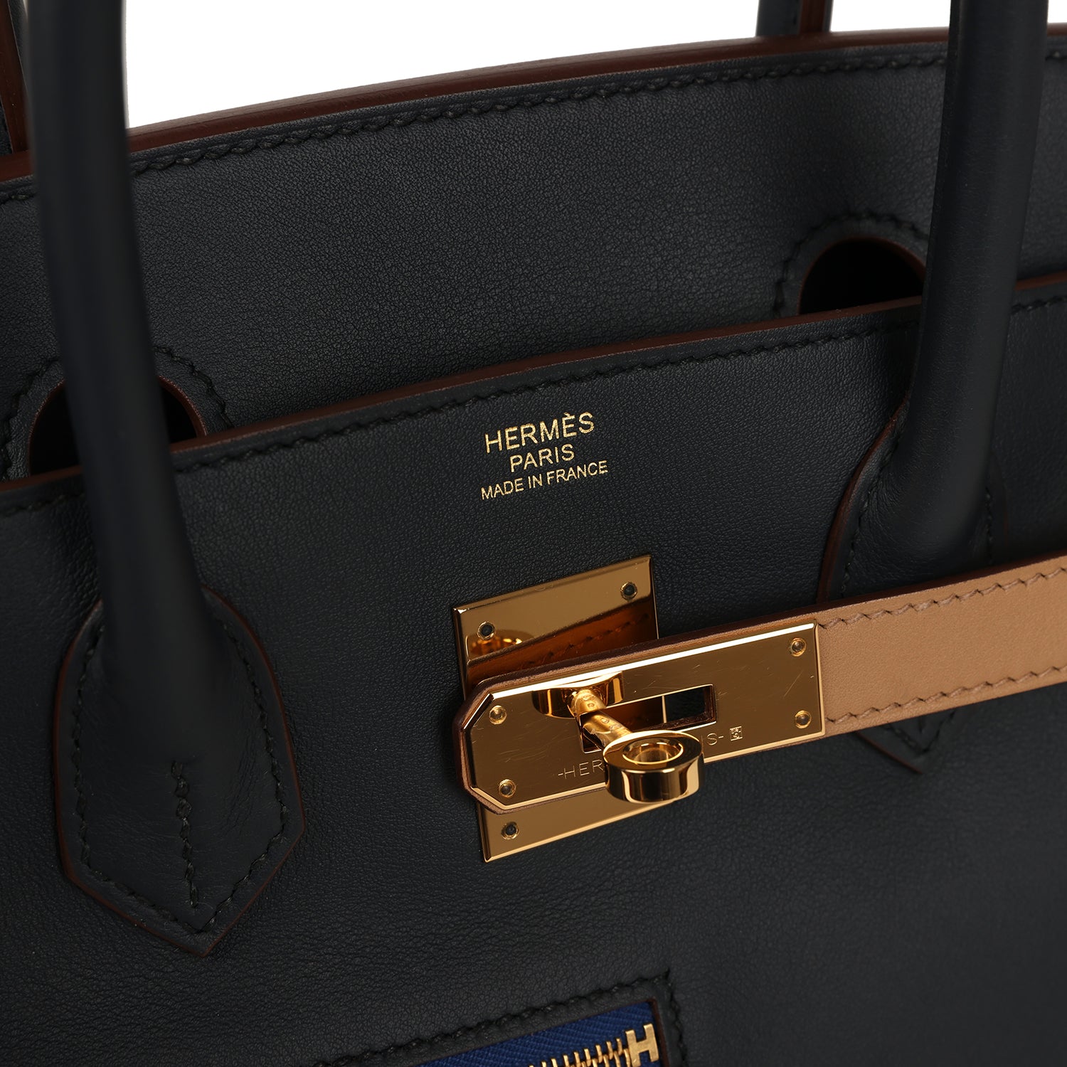 Pre-owned Hermes Colormatic Birkin 30 Caban, Chai & Black Swift Gold Hardware