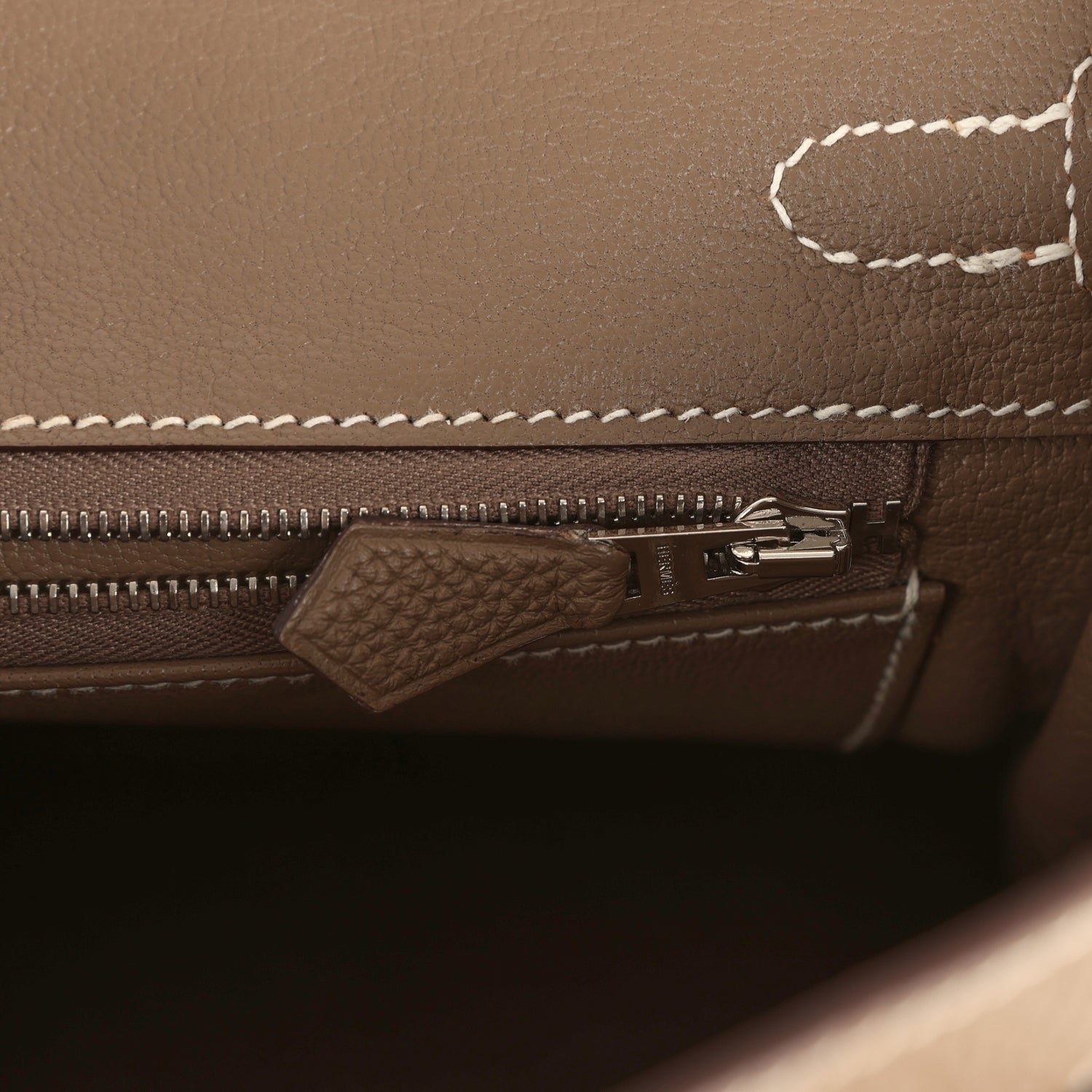 Pre-owned Hermes Birkin 25 Etoupe Togo Palladium Hardware