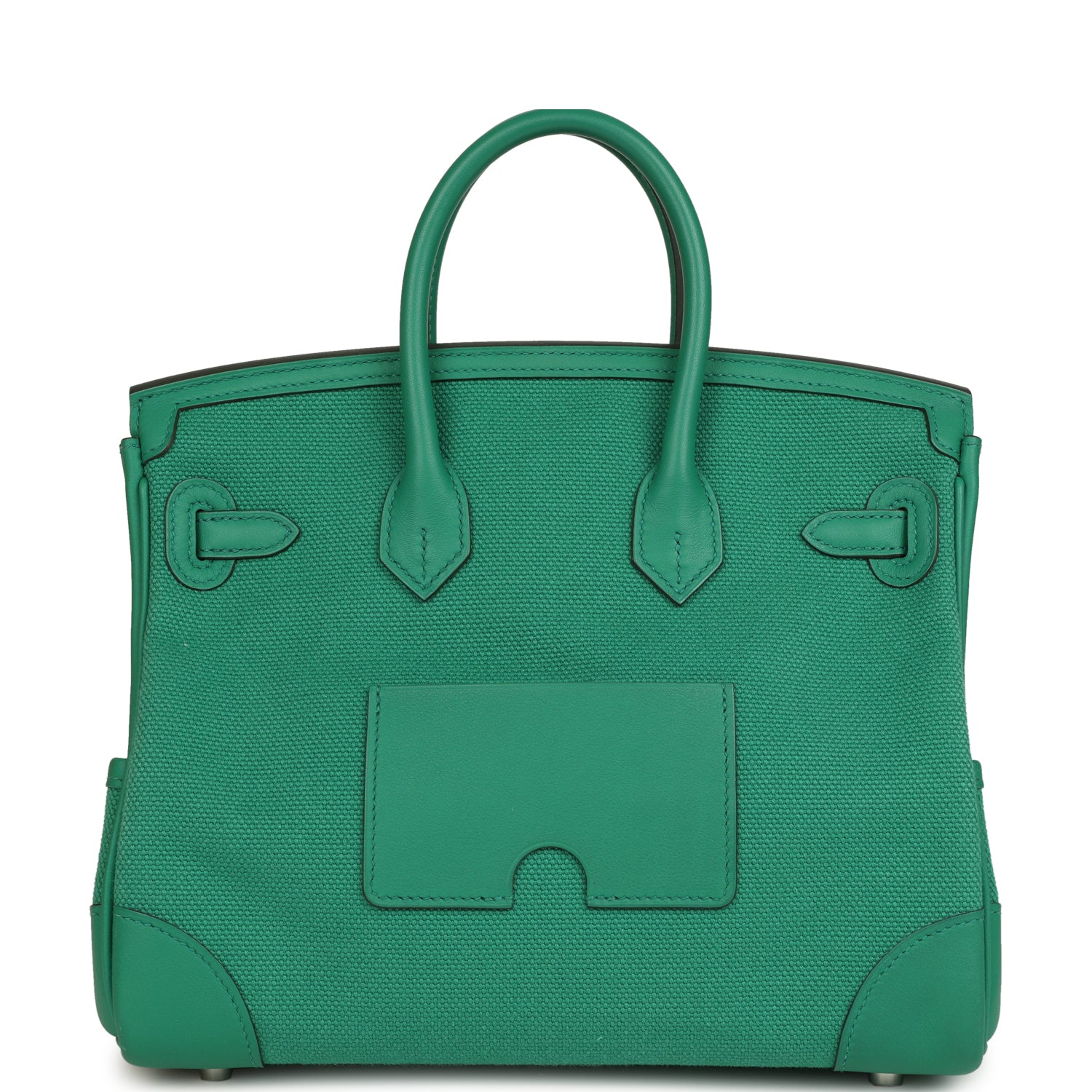 Pre-owned Hermes Birkin 25 Cargo Vert Vertigo Toile H and Swift Palladium Hardware