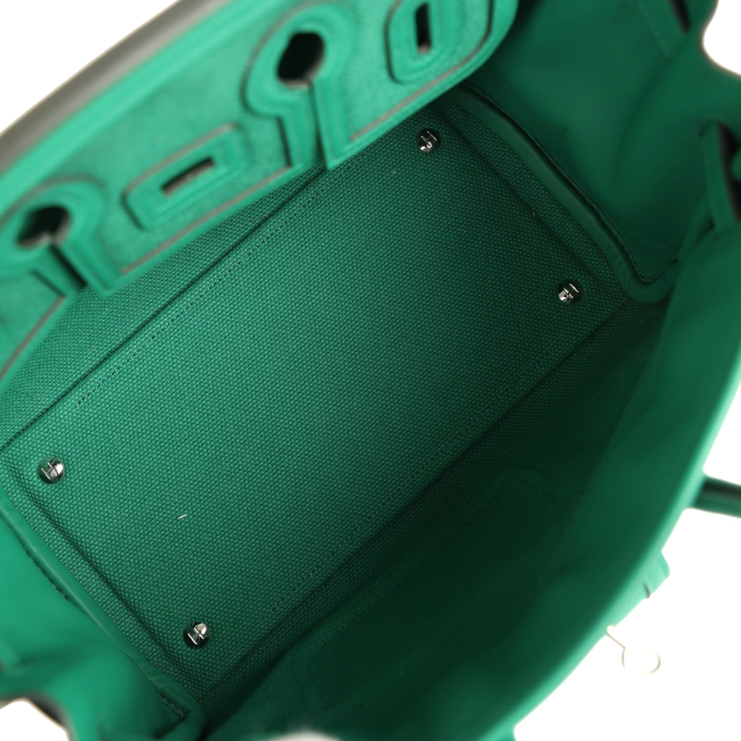 Pre-owned Hermes Birkin 25 Cargo Vert Vertigo Toile H and Swift Palladium Hardware