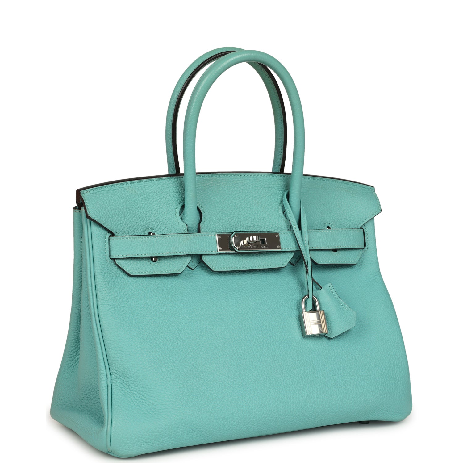 Pre-owned Hermes Birkin 30 Bleu Atoll Togo Palladium Hardware