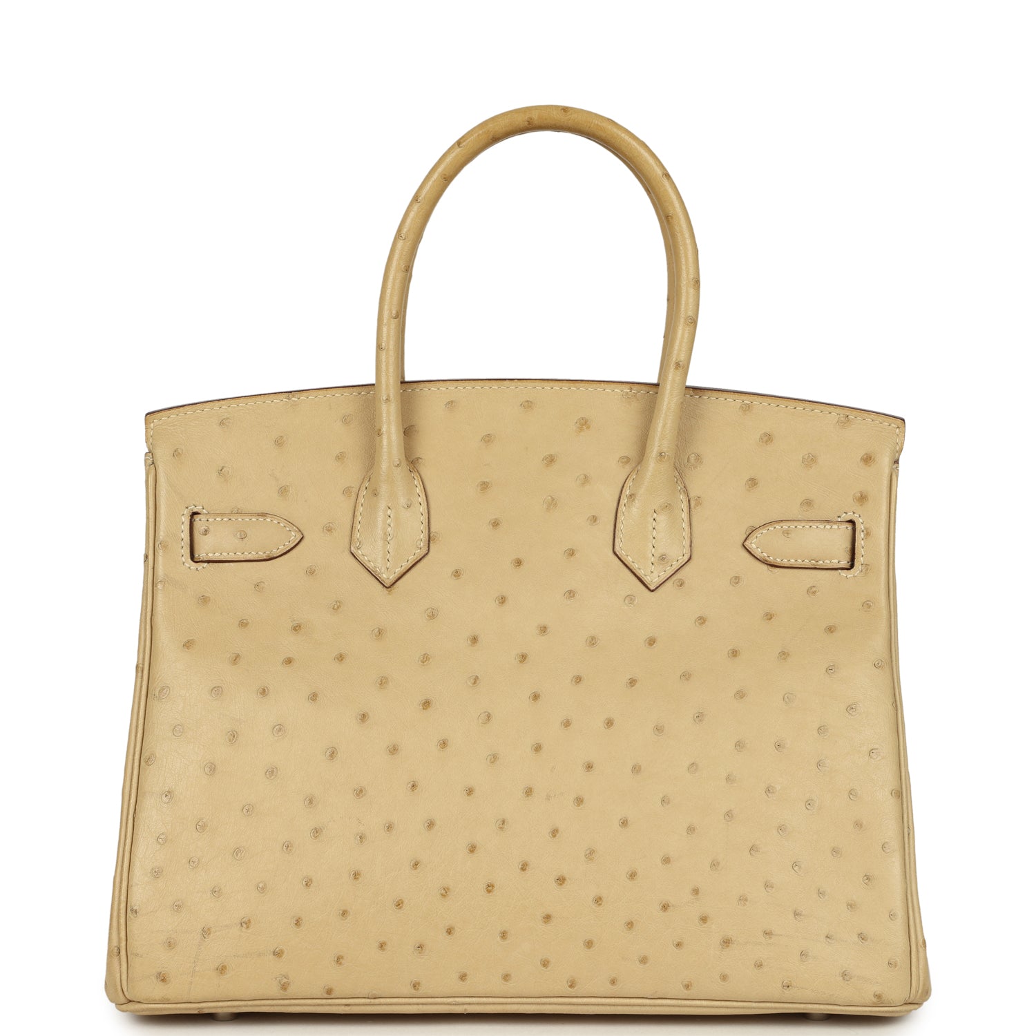 Pre-owned Hermes Birkin 30 Parchemin Ostrich Palladium Hardware