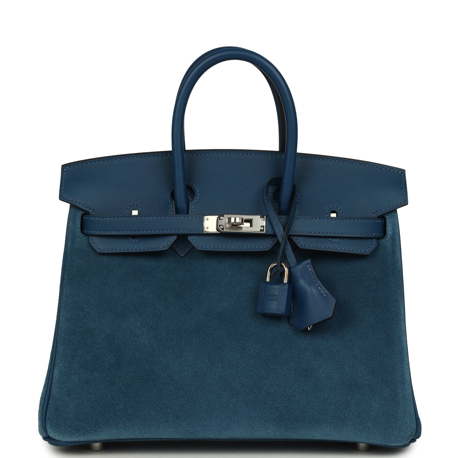 Hermes Birkin 25 Bleu Thalassa Grizzly and Deep Bleu Swift Palladium Hardware