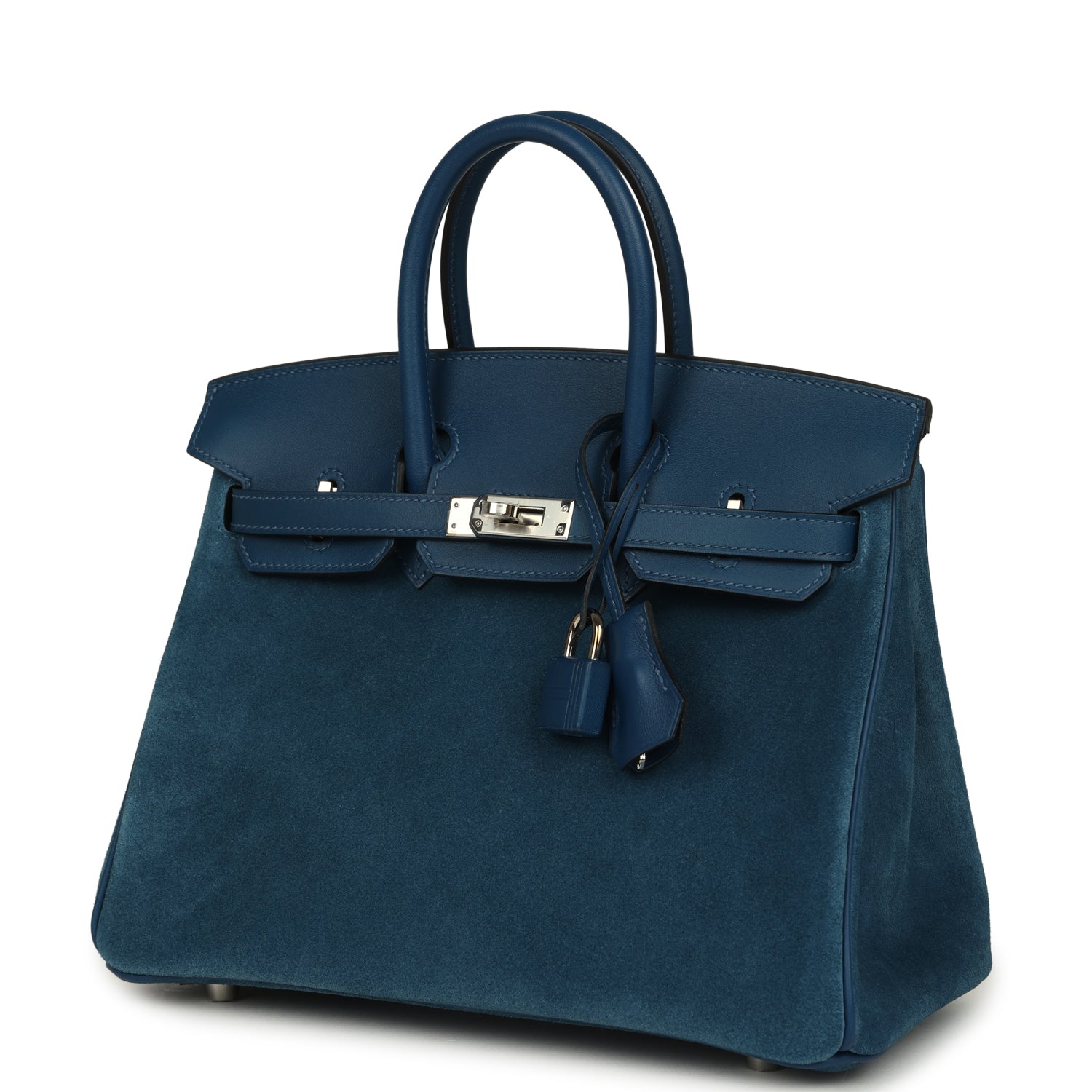 Hermes Birkin 25 Bleu Thalassa Grizzly and Deep Bleu Swift Palladium Hardware