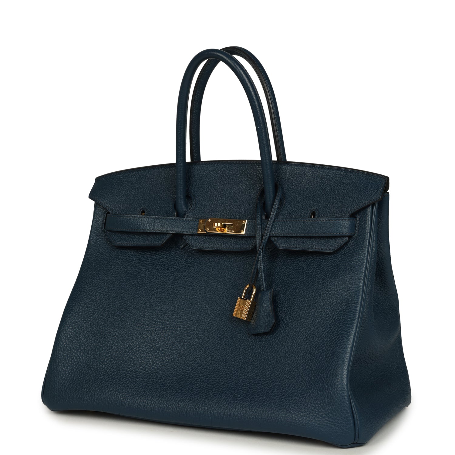 Pre-owned Hermes Birkin 35 Bleu De Prusse Togo Gold Hardware