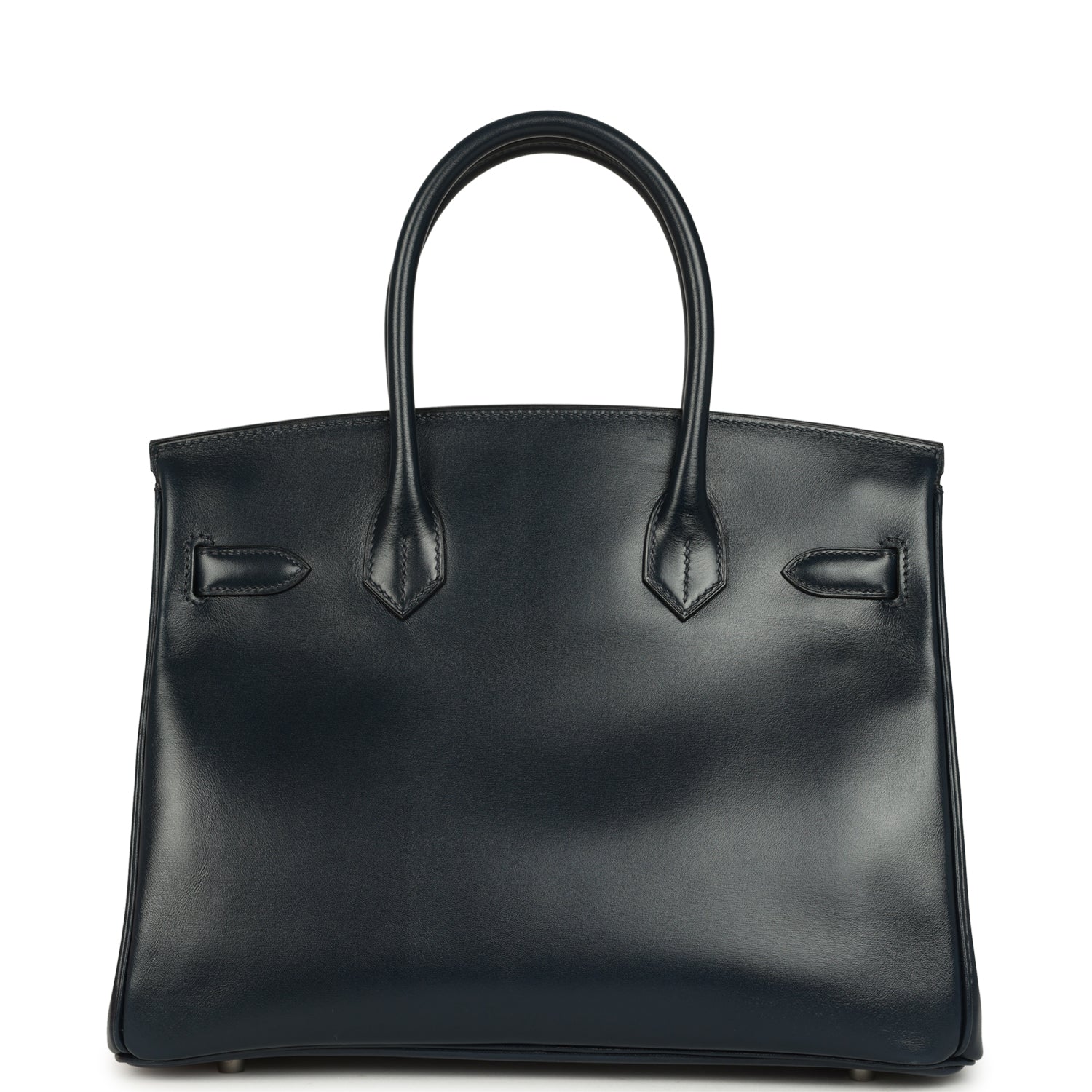 Pre-owned Hermes Birkin 30 Bleu Marine Box Palladium Hardware