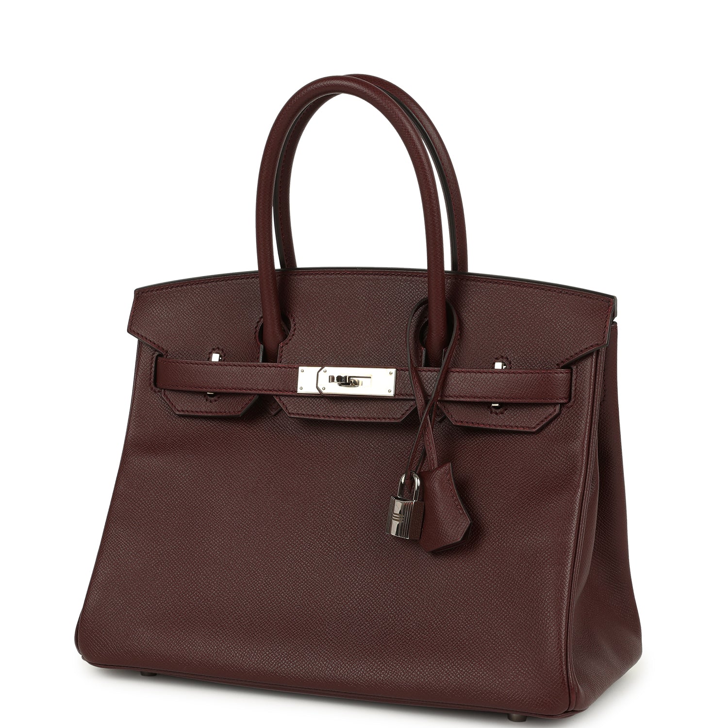 Pre-owned Hermes Birkin 30 Bordeaux Epsom Palladium Hardware