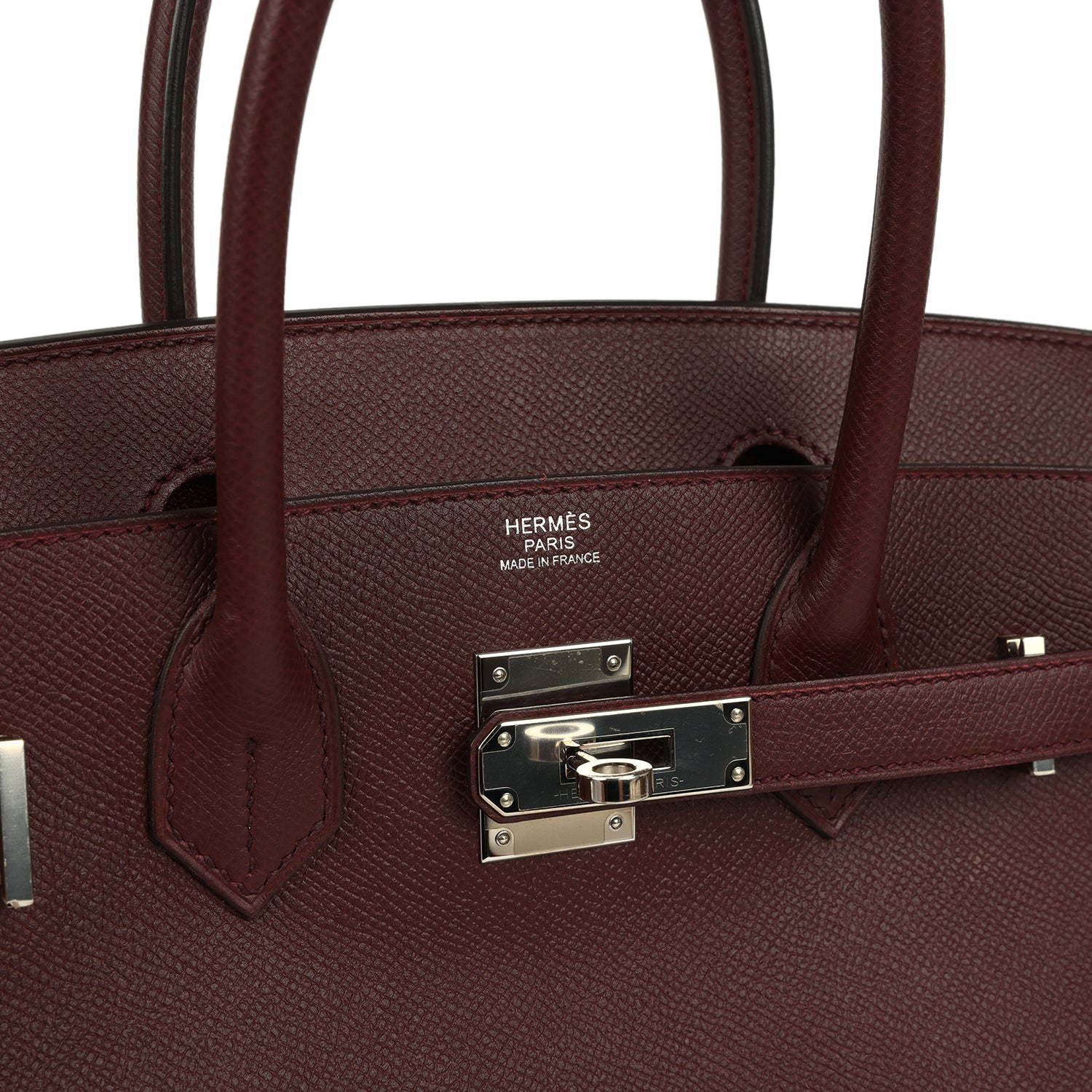 Pre-owned Hermes Birkin 30 Bordeaux Epsom Palladium Hardware