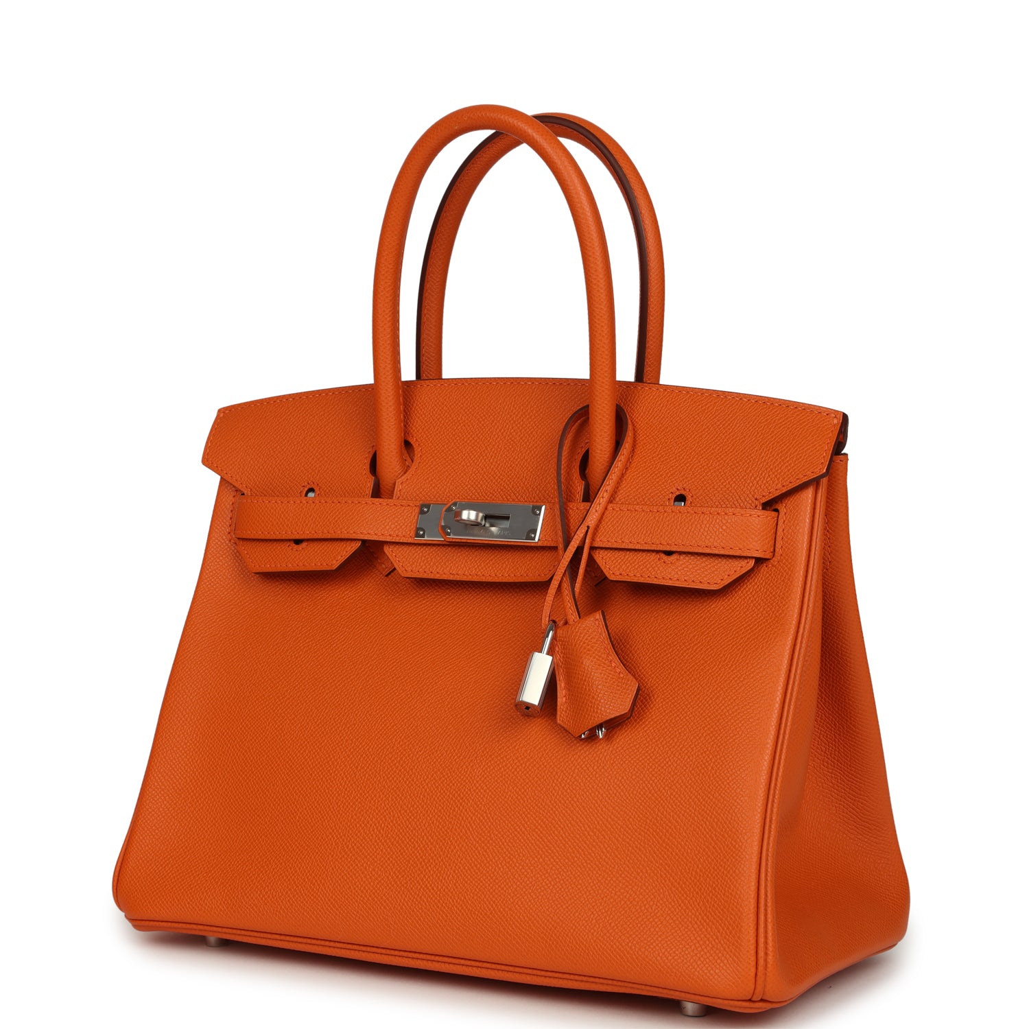 Pre-owned Hermes Birkin 30 Orange Epsom Palladium Hardware
