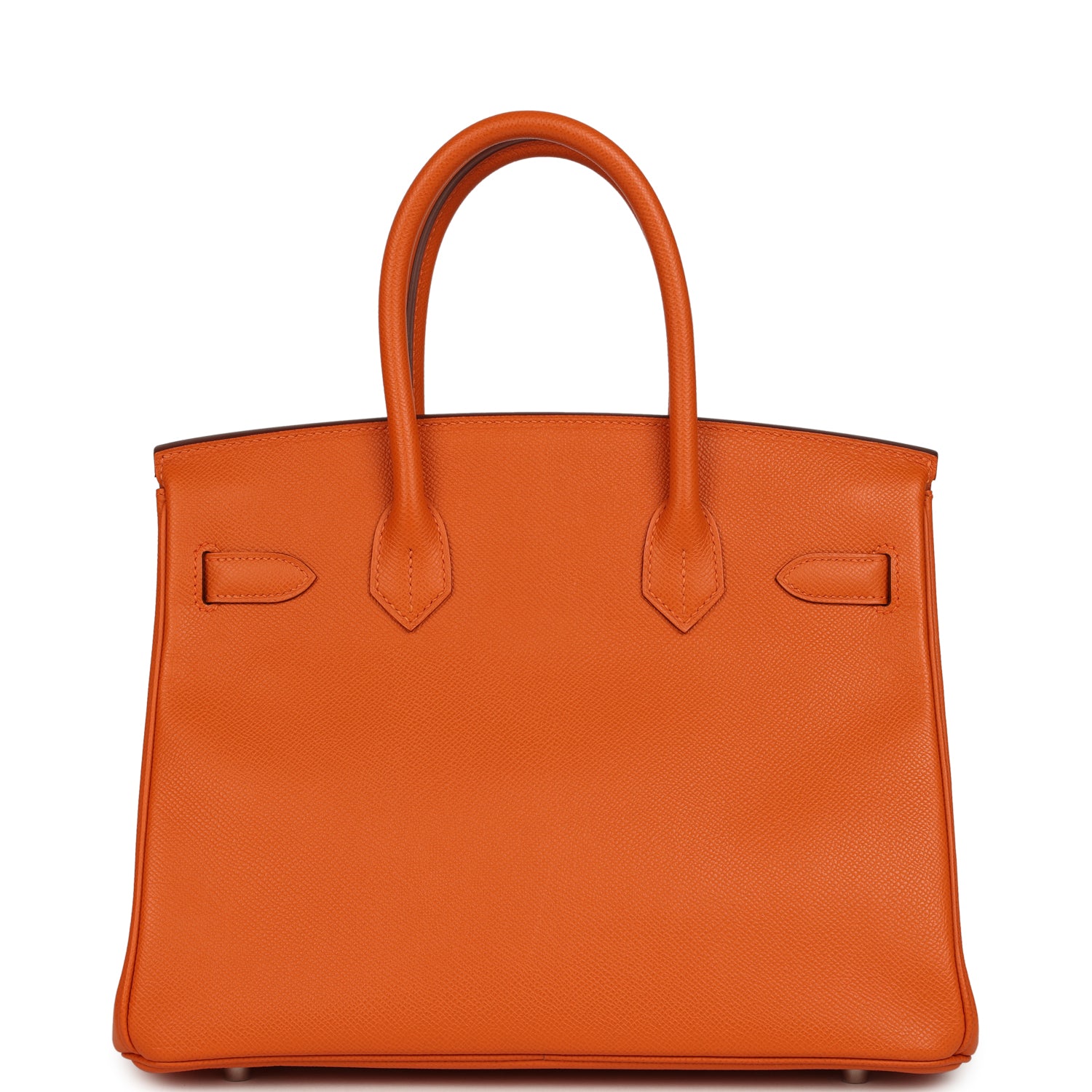 Pre-owned Hermes Birkin 30 Orange Epsom Palladium Hardware
