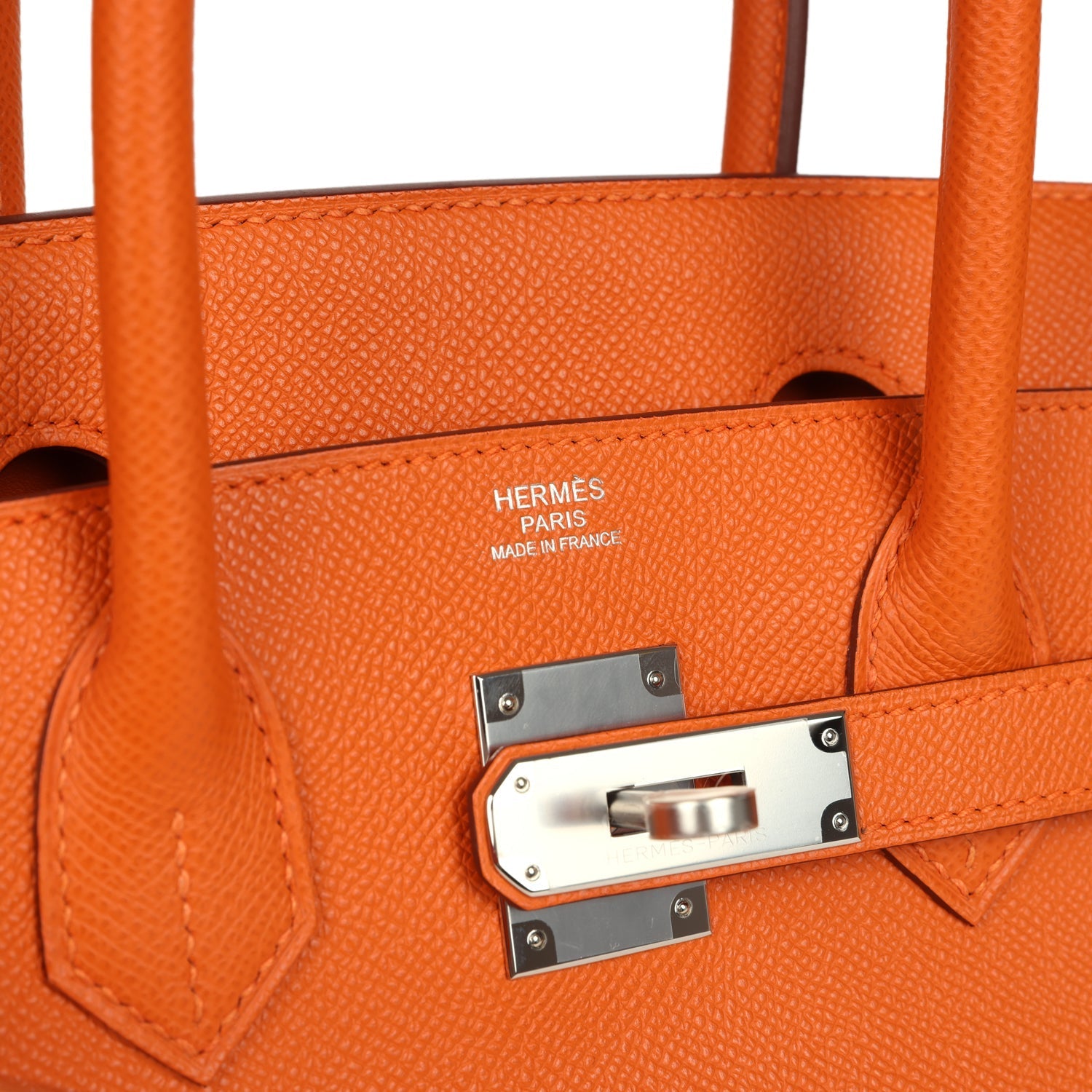 Pre-owned Hermes Birkin 30 Orange Epsom Palladium Hardware