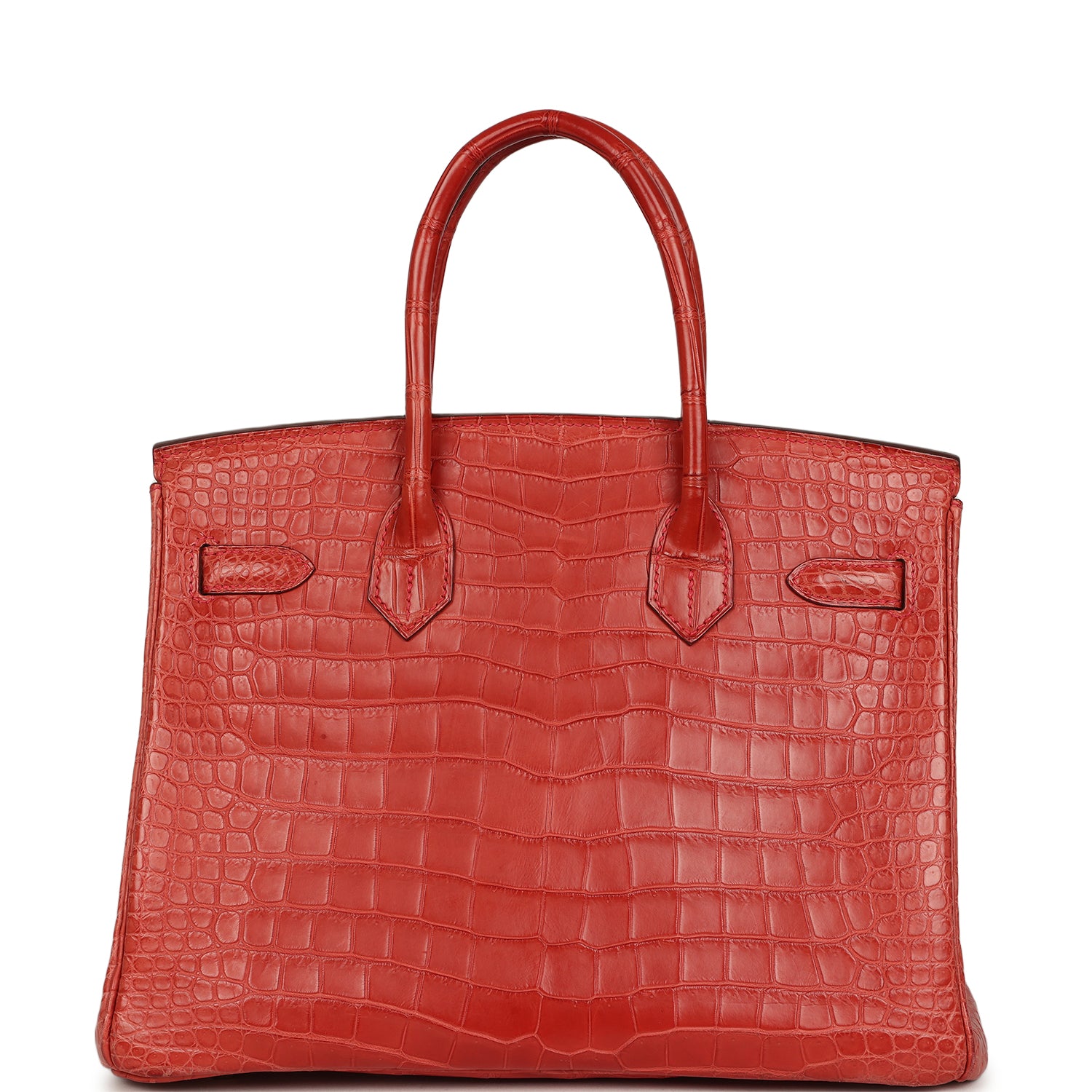 Pre-owned Hermes Birkin 30 Rouge Indien Matte Porosus Crocodile Palladium Hardware