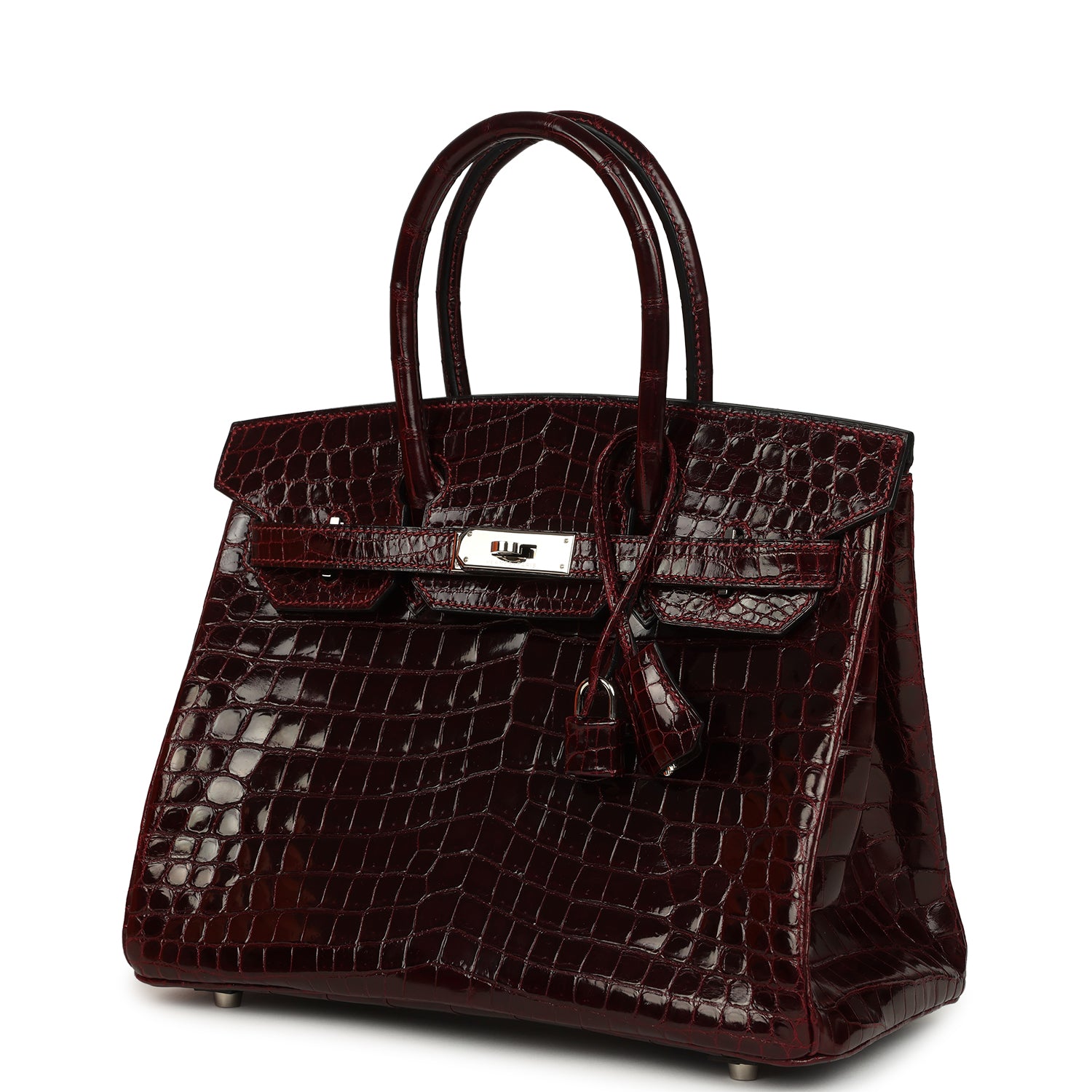 Vintage Hermes Birkin 30 Bordeaux Shiny Niloticus Crocodile Palladium Hardware