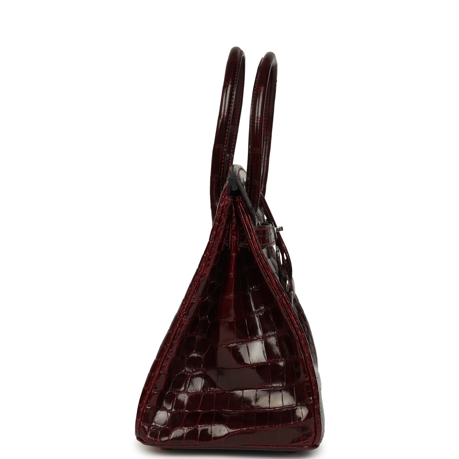Vintage Hermes Birkin 30 Bordeaux Shiny Niloticus Crocodile Palladium Hardware