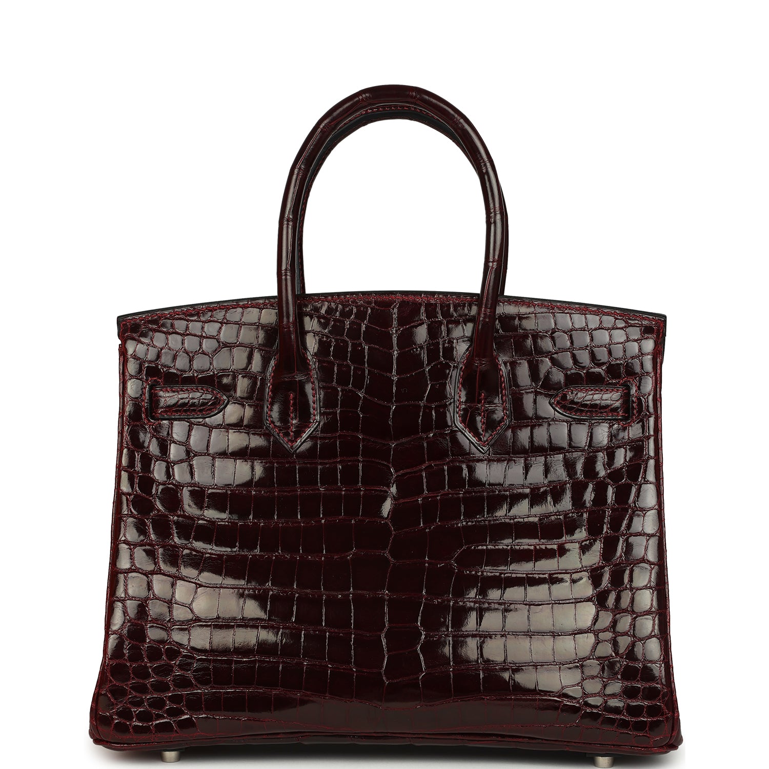 Vintage Hermes Birkin 30 Bordeaux Shiny Niloticus Crocodile Palladium Hardware