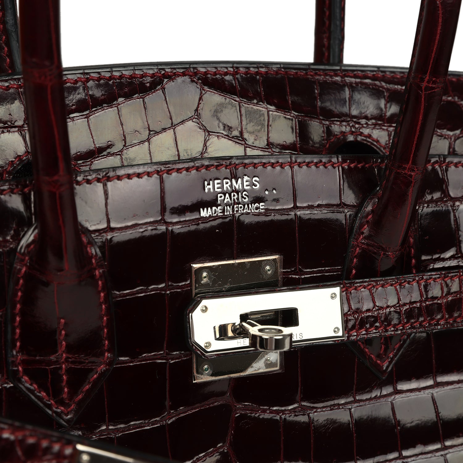 Vintage Hermes Birkin 30 Bordeaux Shiny Niloticus Crocodile Palladium Hardware