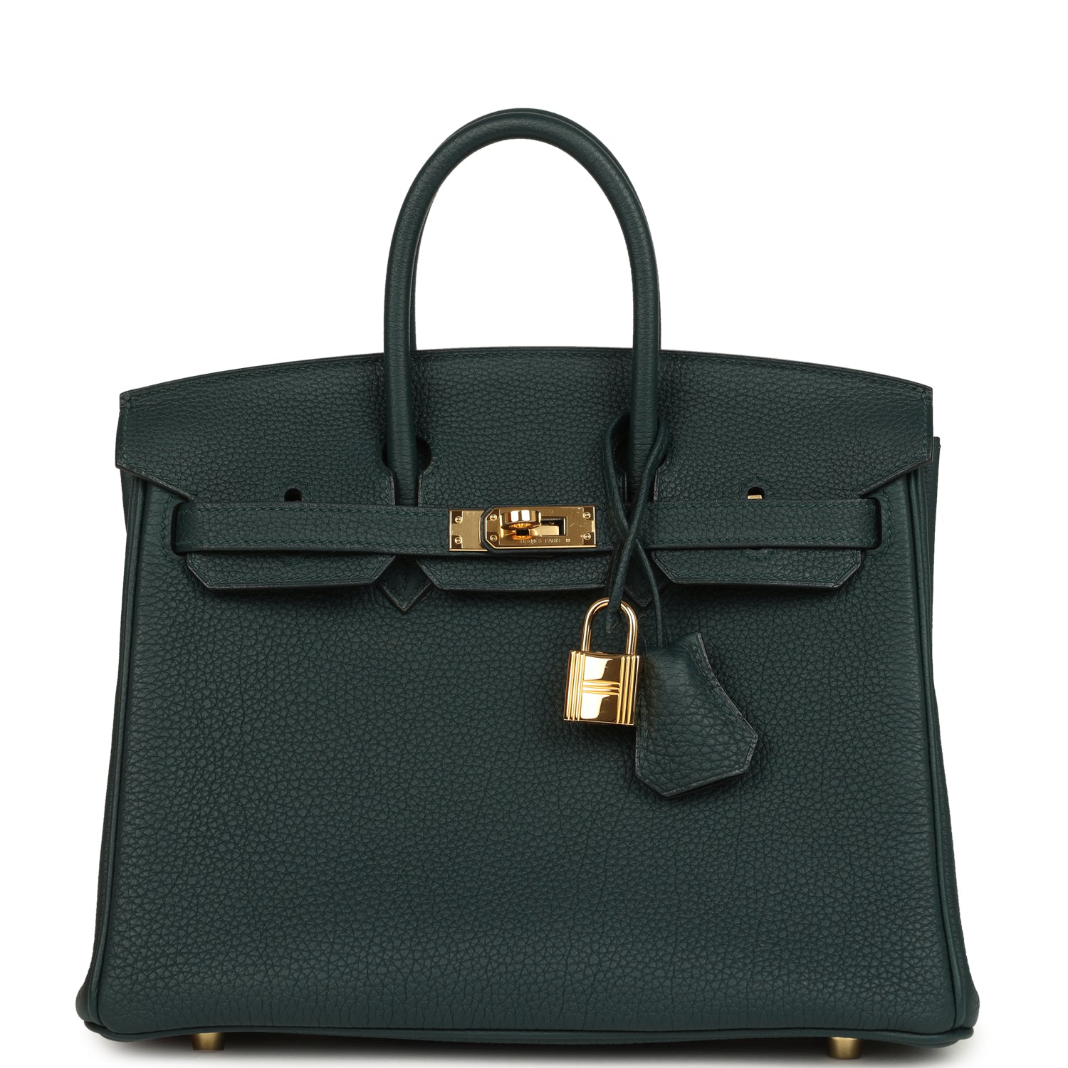 Pre-owned Hermes Birkin 25 Vert Cypress Togo Gold Hardware