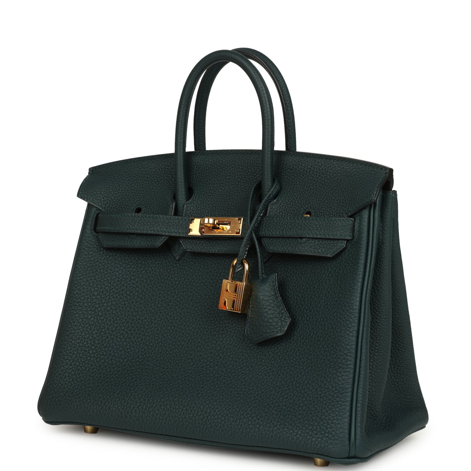 Pre-owned Hermes Birkin 25 Vert Cypress Togo Gold Hardware
