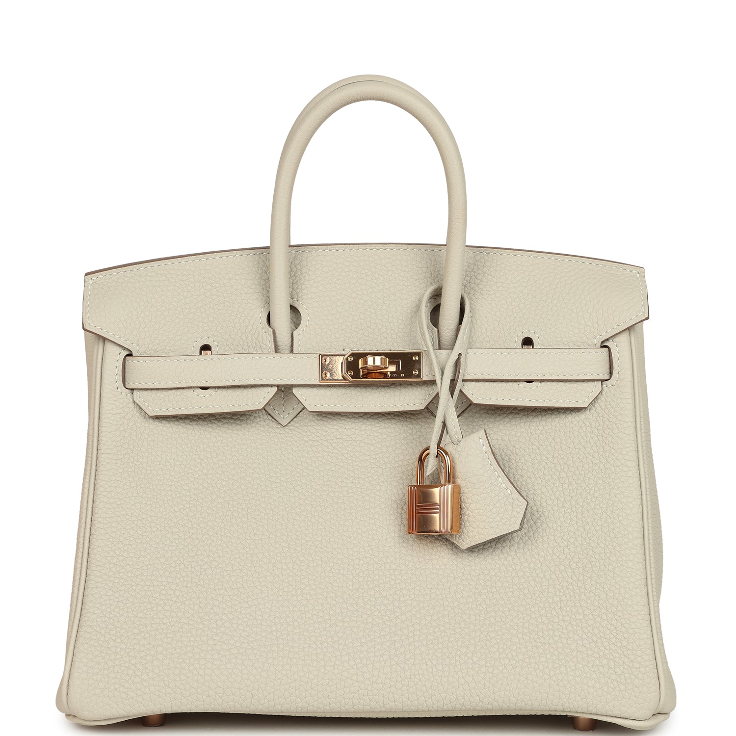Pre-owned Hermes Special Order (HSS) Birkin 25 Craie Verso Togo Rose Gold Hardware