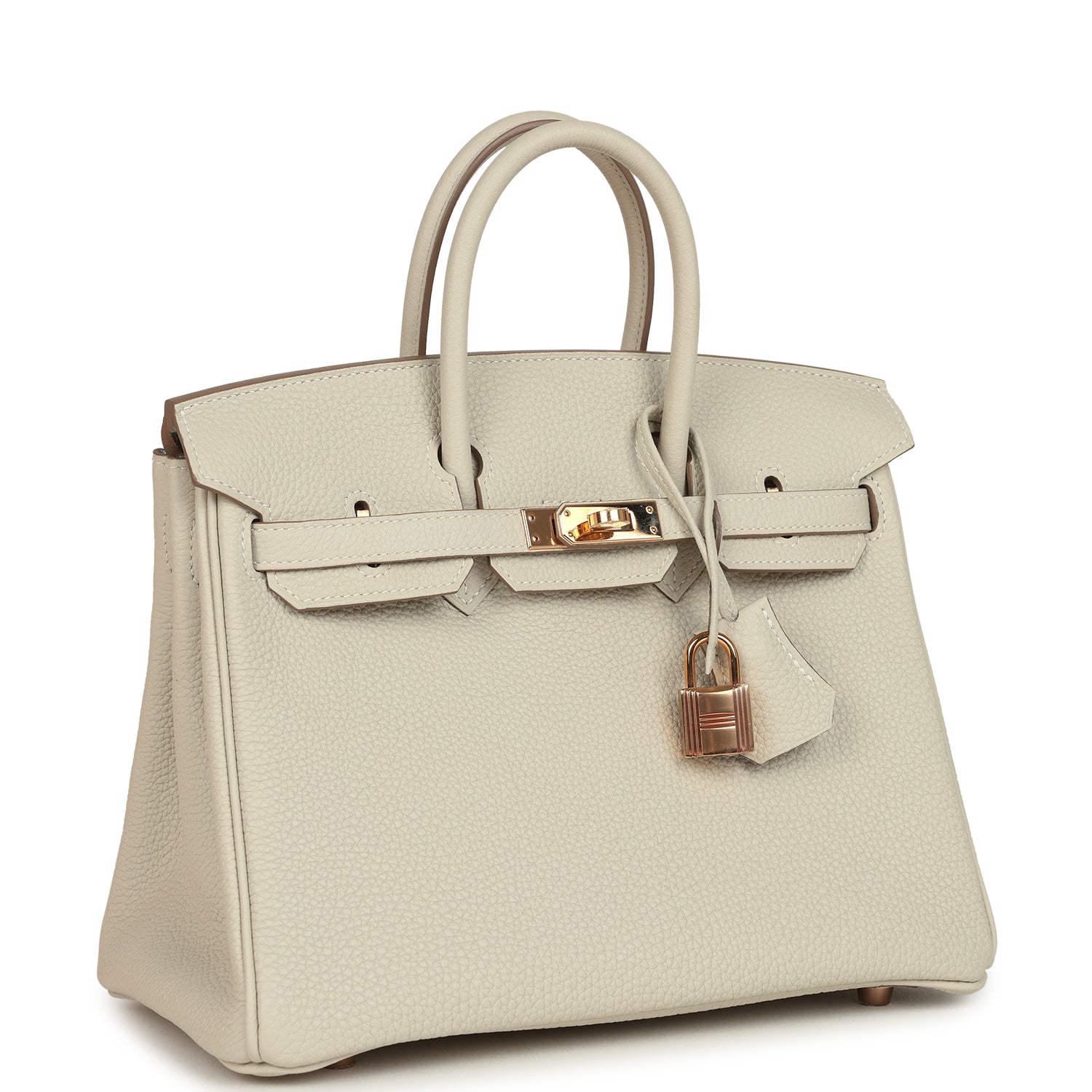 Pre-owned Hermes Special Order (HSS) Birkin 25 Craie Verso Togo Rose Gold Hardware