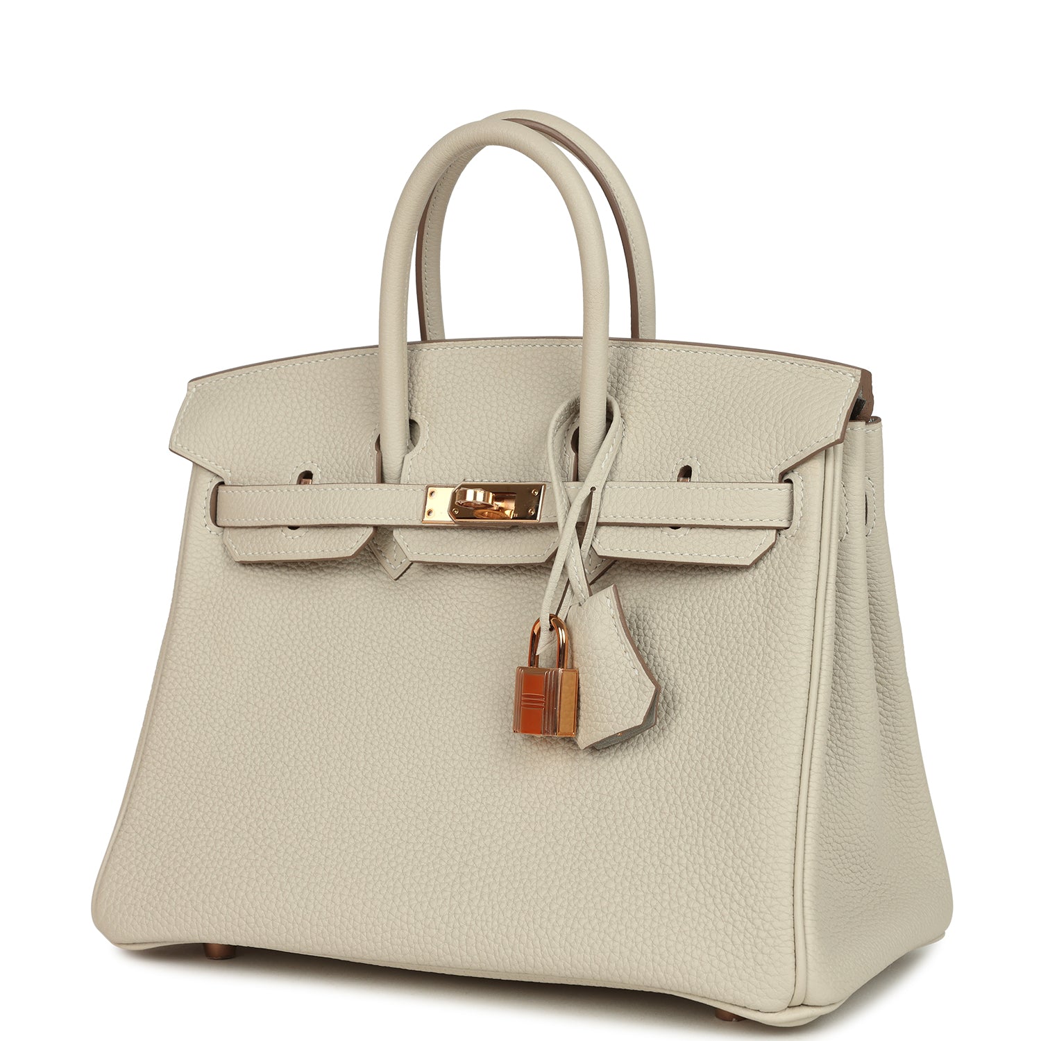 Pre-owned Hermes Special Order (HSS) Birkin 25 Craie Verso Togo Rose Gold Hardware
