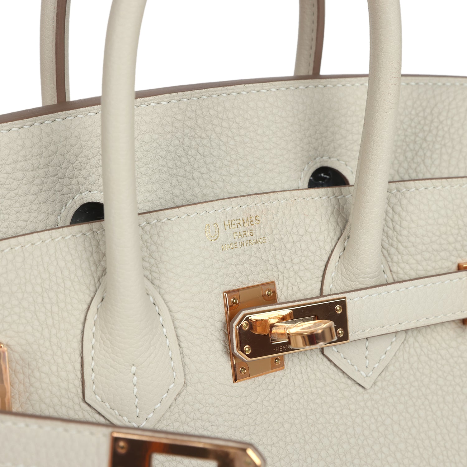 Pre-owned Hermes Special Order (HSS) Birkin 25 Craie Verso Togo Rose Gold Hardware