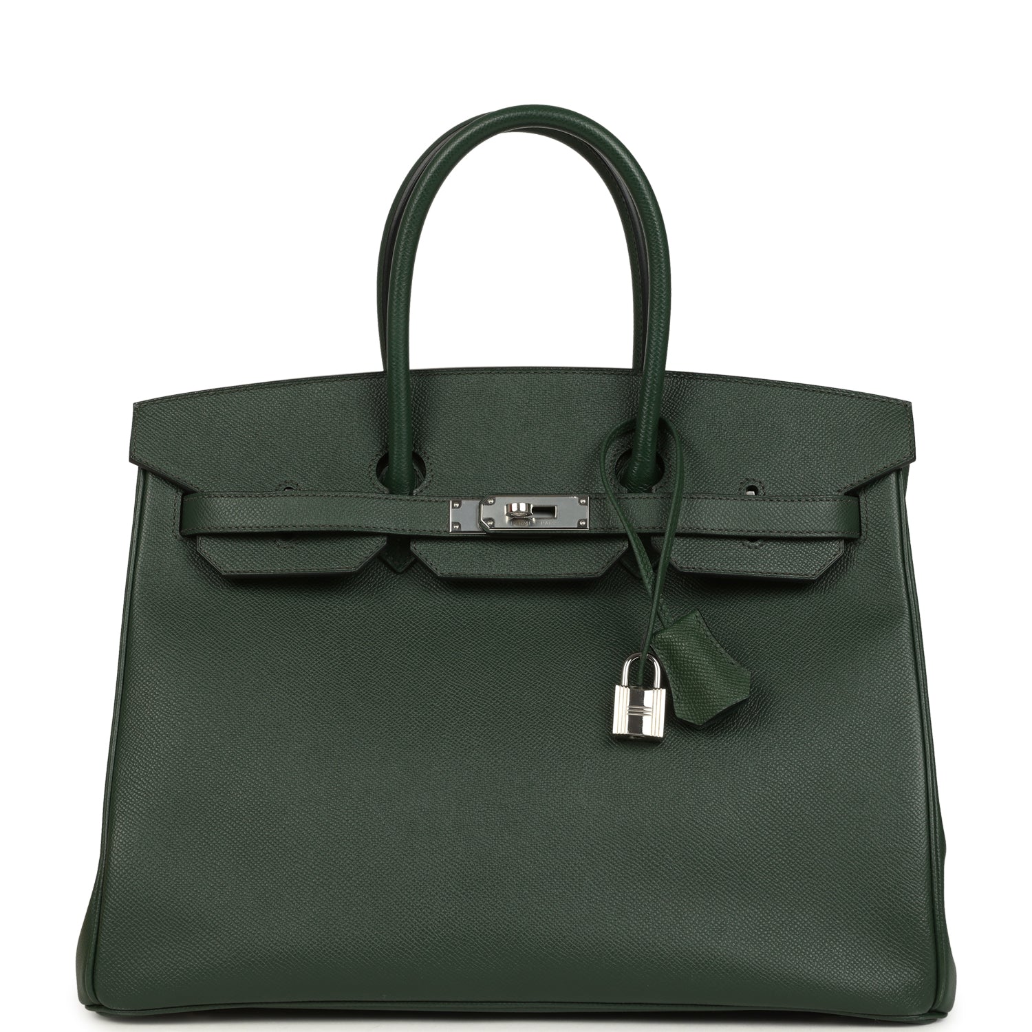 Pre-owned Hermes Birkin 35 Vert Anglais Epsom Palladium Hardware