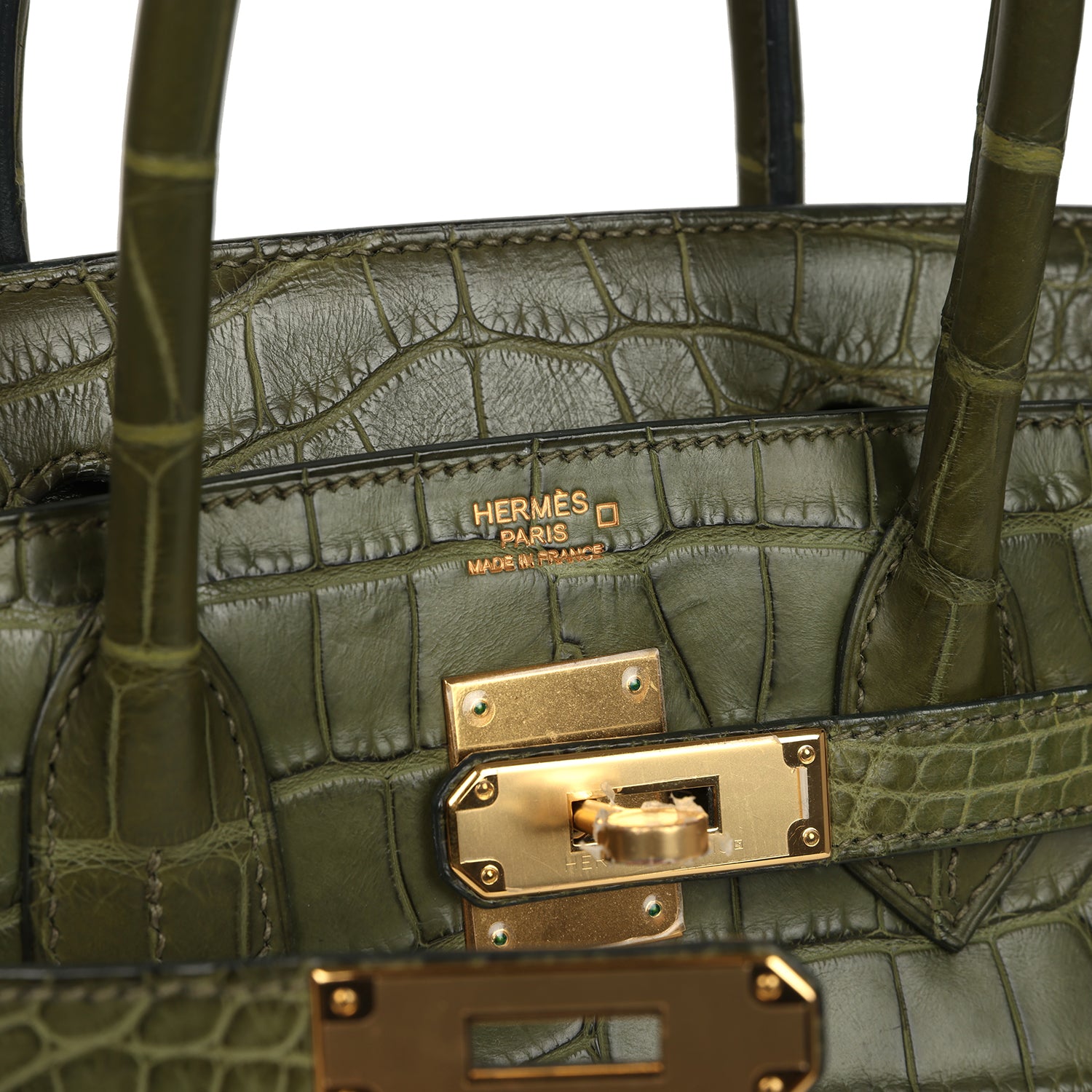 Vintage Hermes Birkin 30 Vert Olive Matte Alligator Gold Hardware