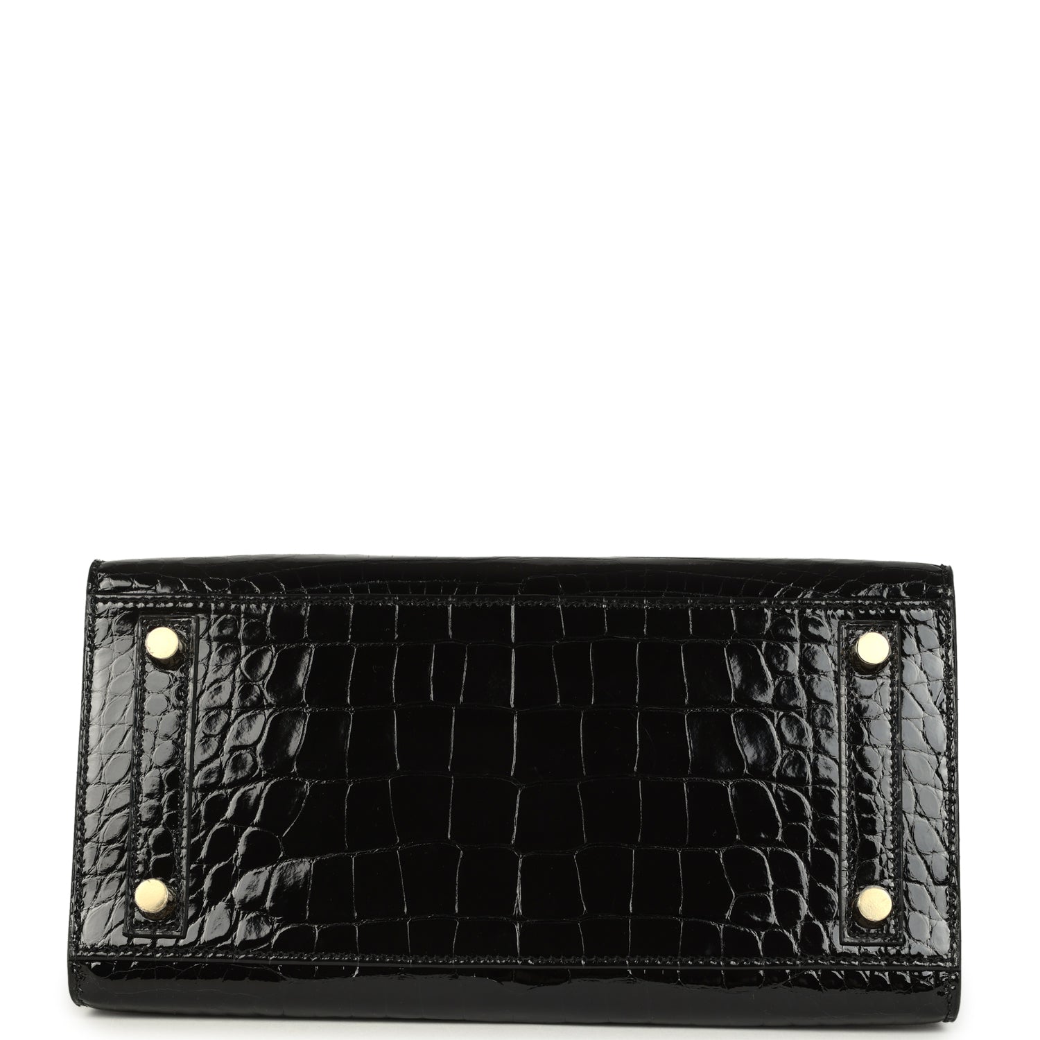 Pre-owned Hermes Birkin Sellier 25 Black Shiny Alligator Gold Hardware