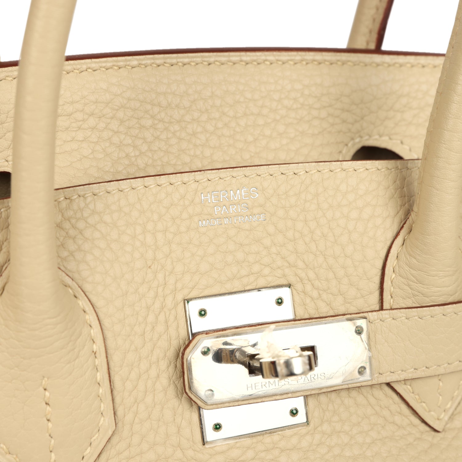 Pre-owned Hermes Birkin 30 Parchemin Clemence Palladium Hardware