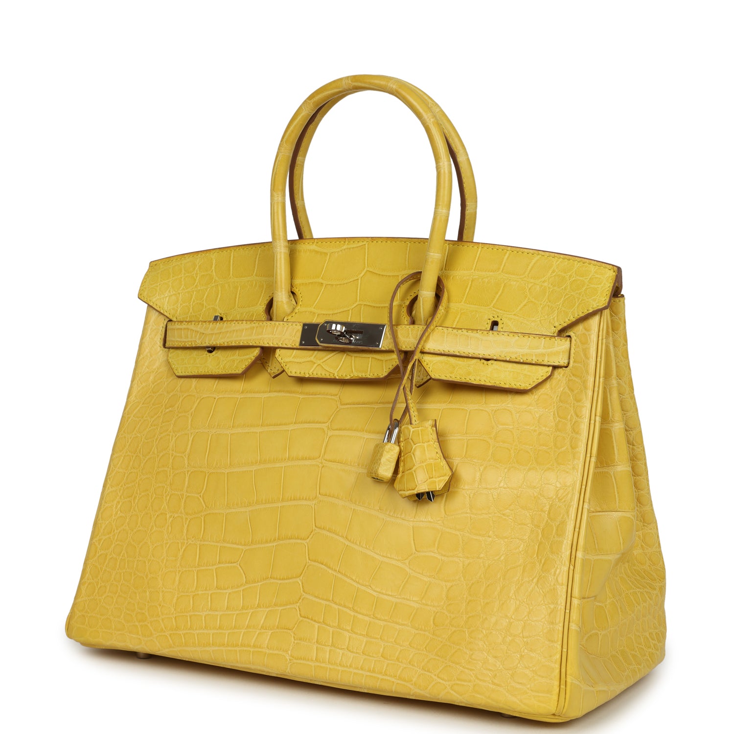 Pre-owned Hermes Birkin 35 Mimosa Matte Alligator Palladium Hardware