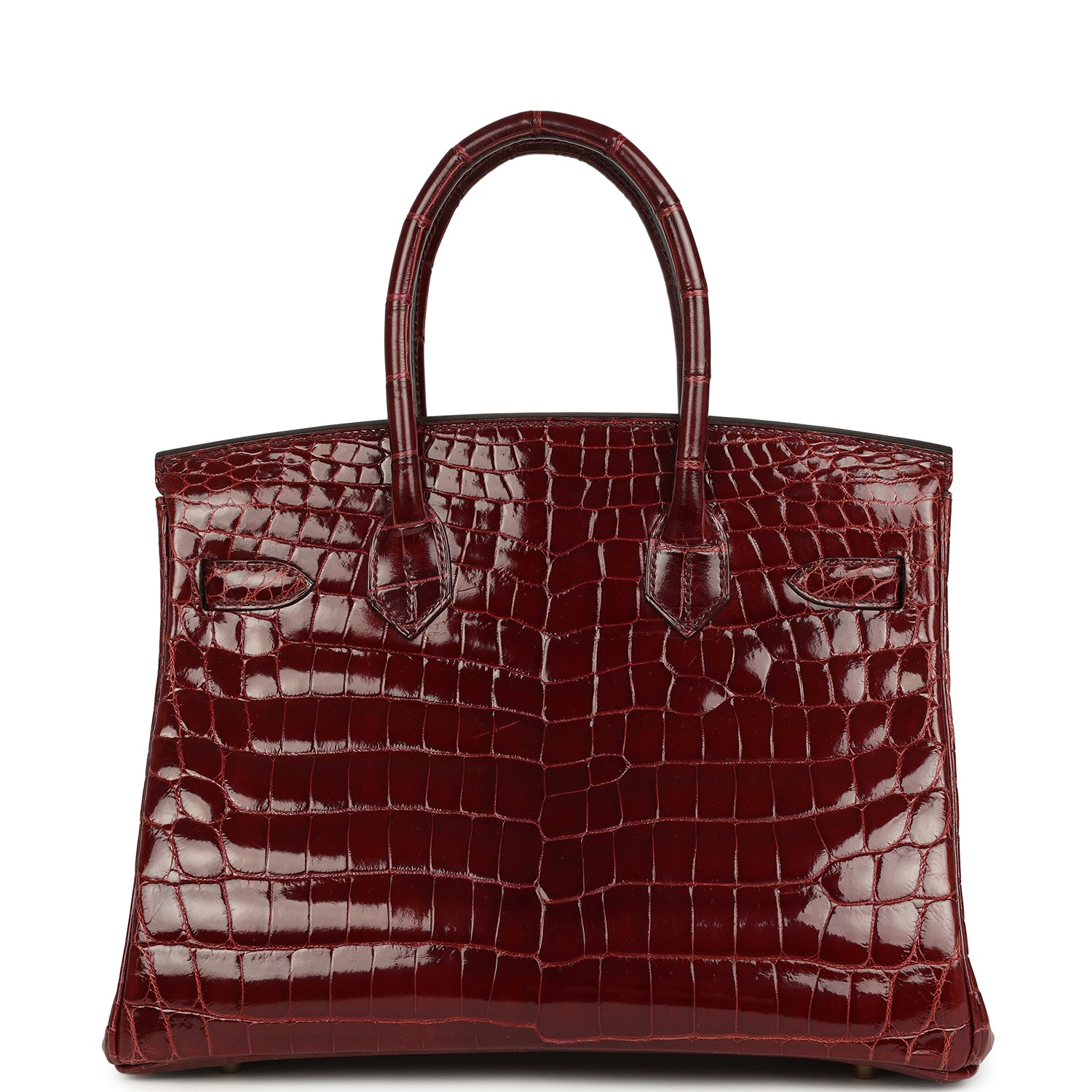 Pre-owned Hermes Birkin 30 Bourgogne Shiny Niloticus Crocodile Gold Hardware