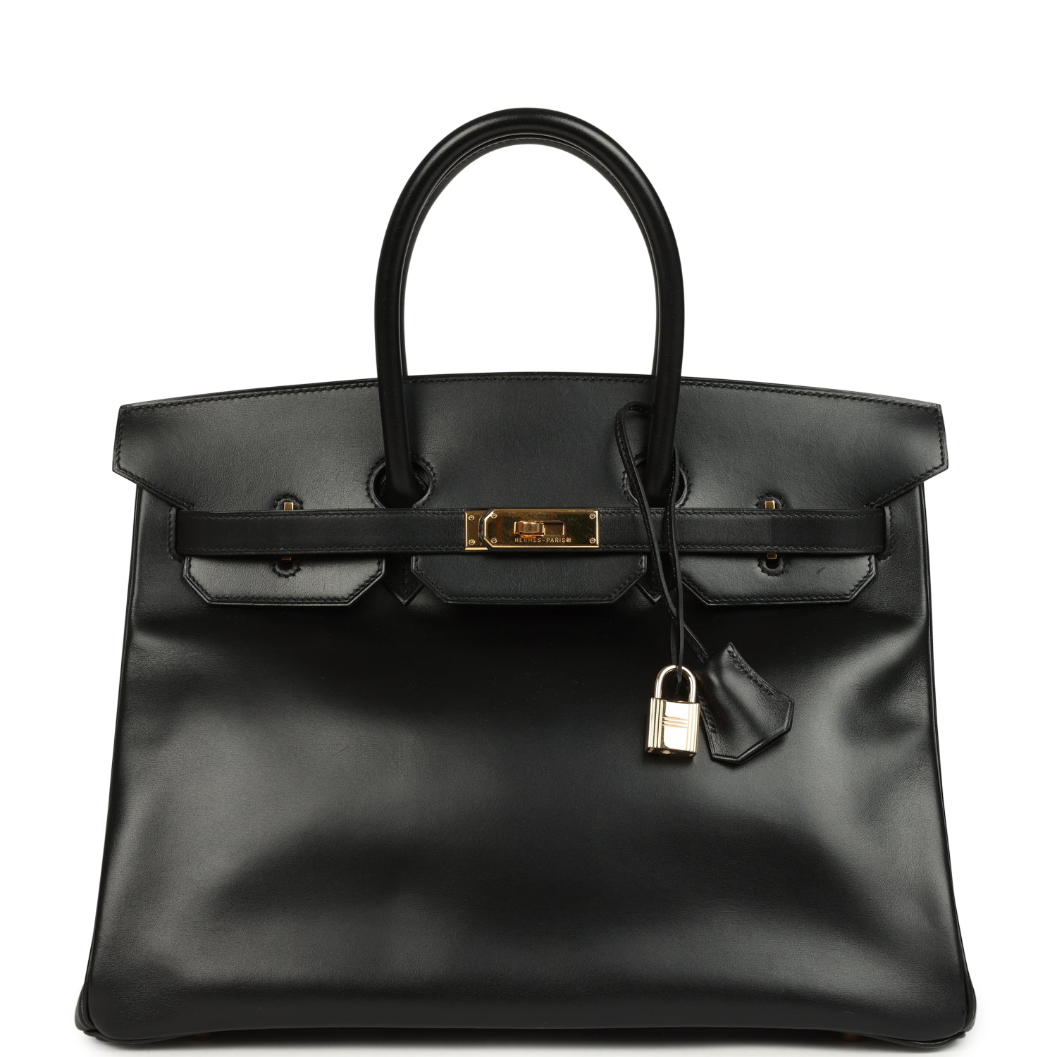 Vintage Hermes Birkin 35 Black Box Gold Hardware