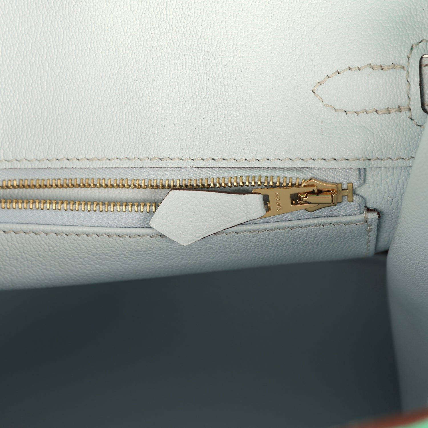 Hermes Special Order (HSS) Birkin 25 Bi-Color Menthe and Bleu Brume Chevre Mysore Brushed Gold