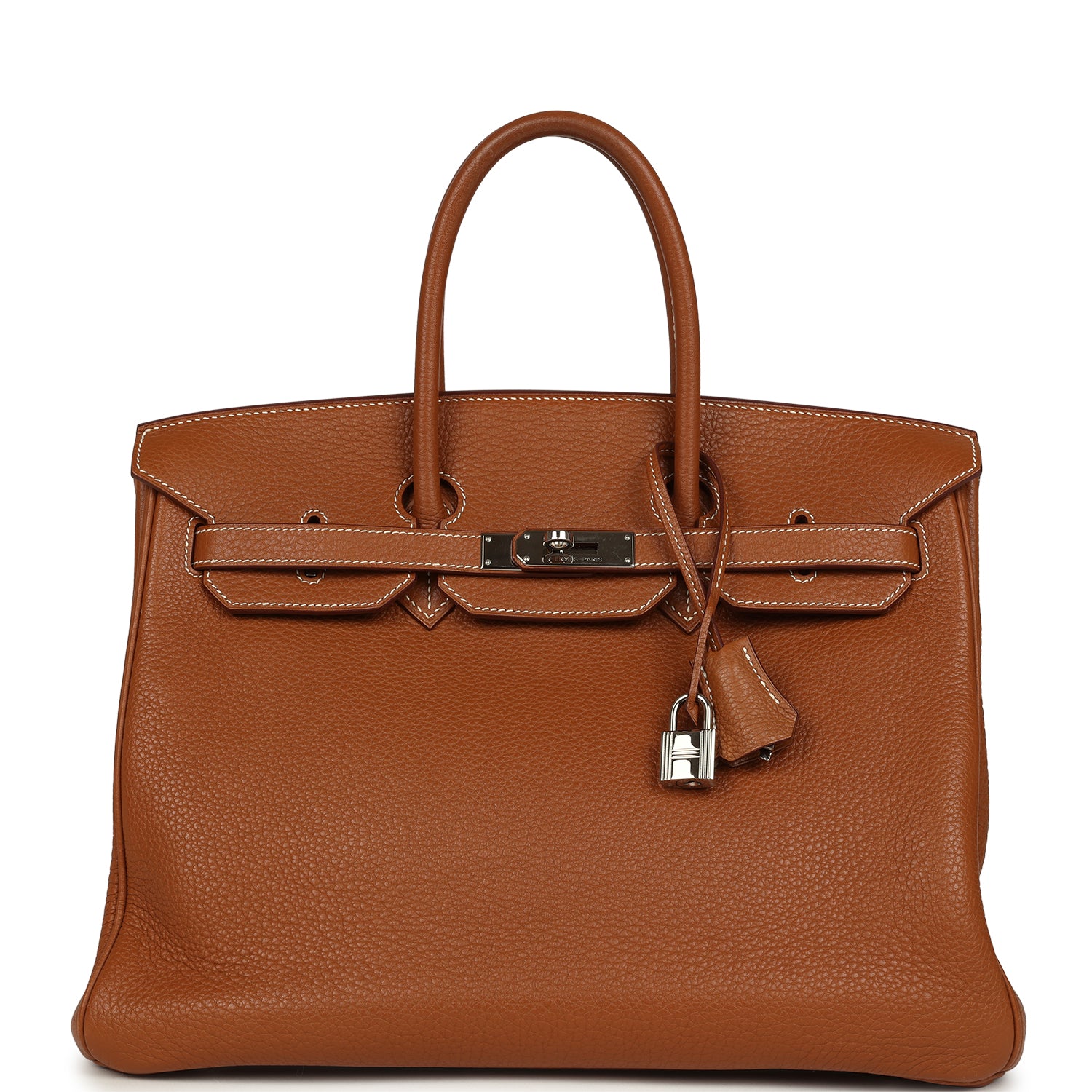 Pre-owned Hermes Birkin 35 Gold Togo Palladium Hardware