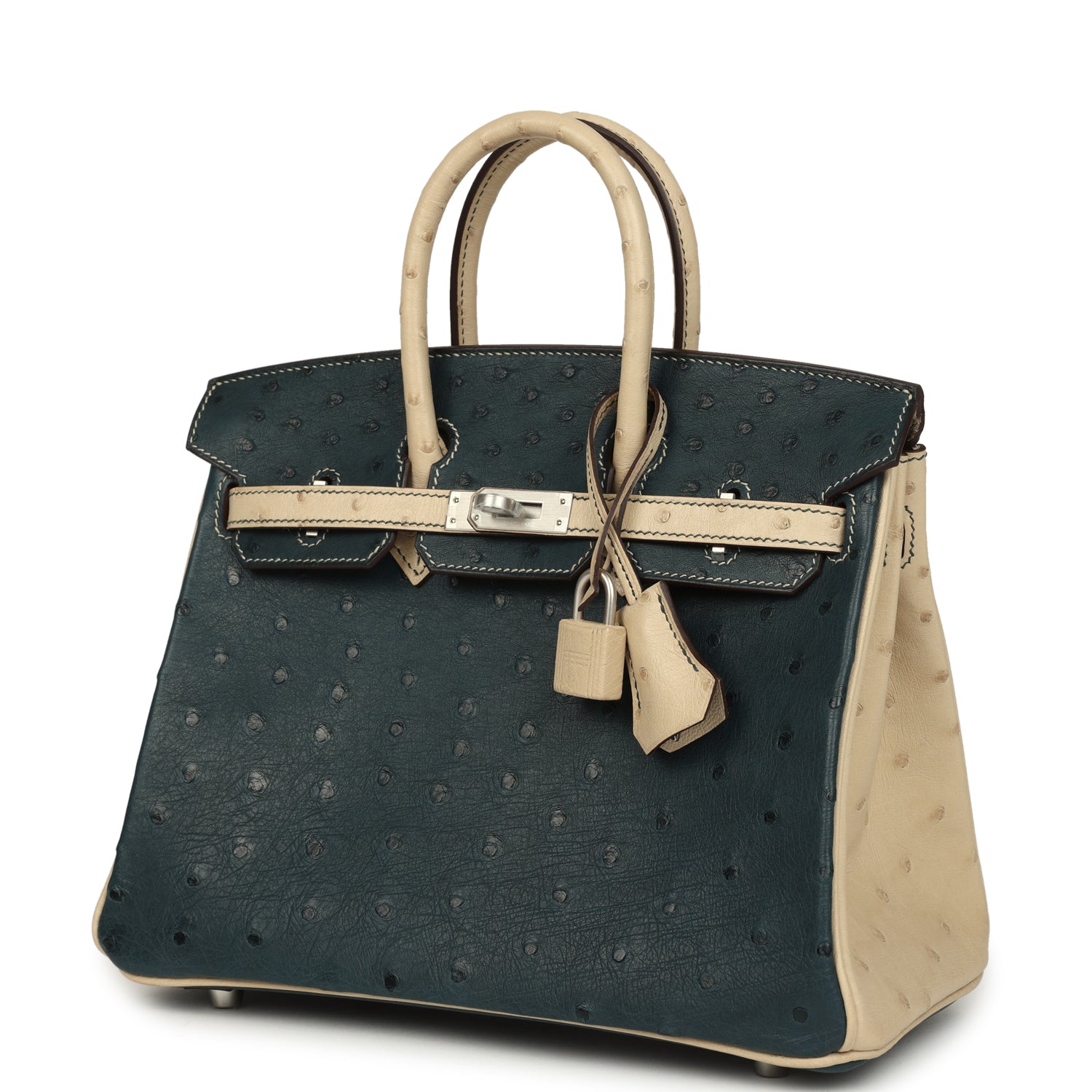 Hermes Special Order (HSS) Birkin 25 Vert Cypress and Parchemin Brushed Palladium Hardware