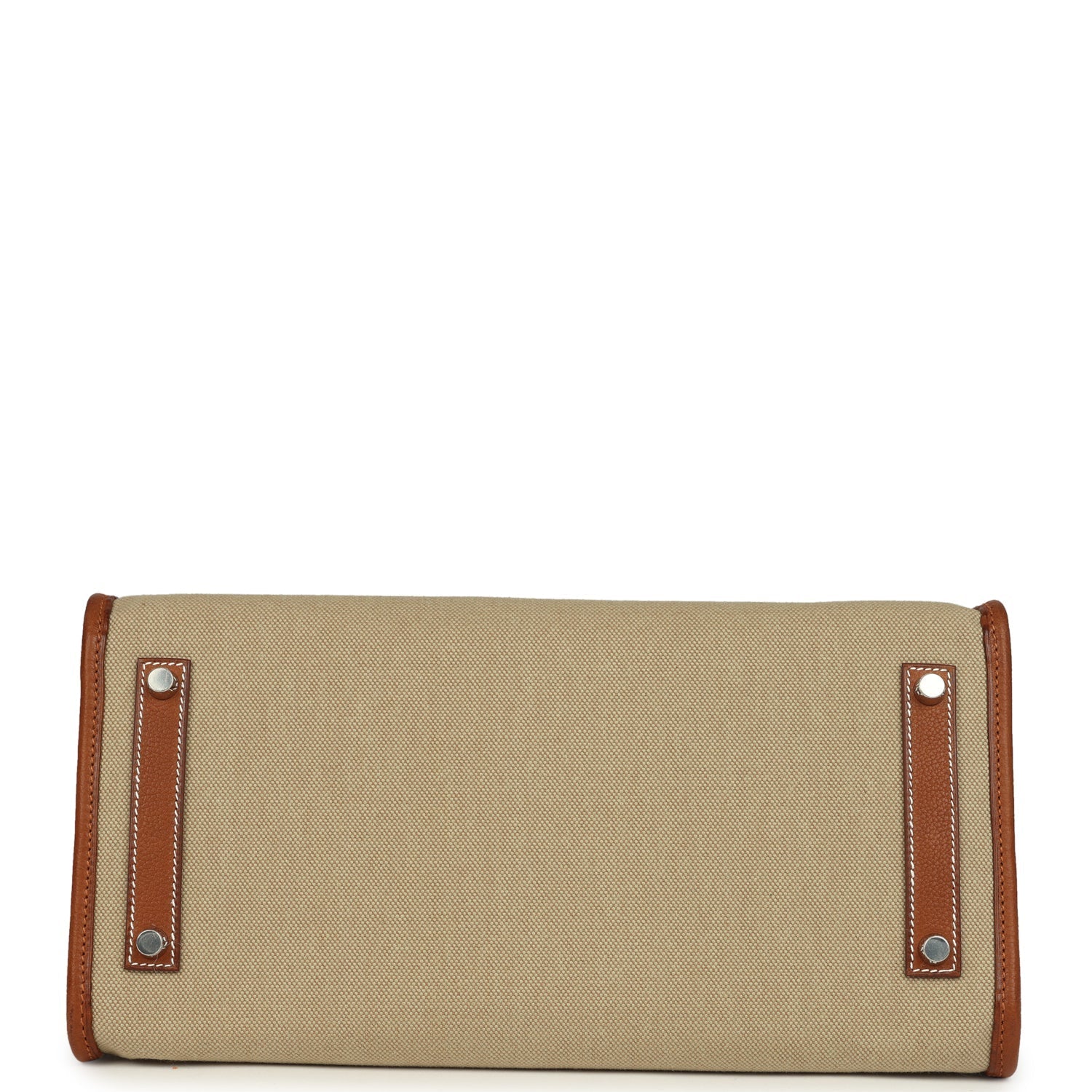 Hermes Birkin 35 A L'Envers Ficelle-Ecru H Dyed Canvas and Fauve Barenia Faubourg Palladium Hardware