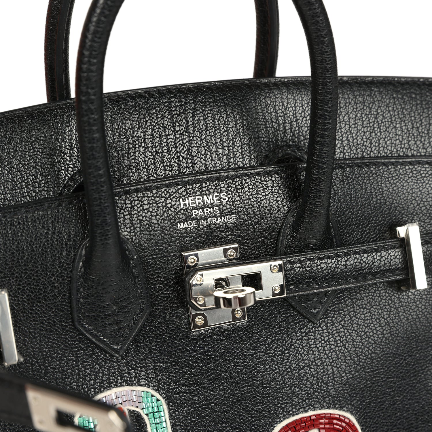 Hermes Birkin Sellier 20 “Bouclerie Moderne Casaque” Black Chevre Chamkila Palladium Hardware