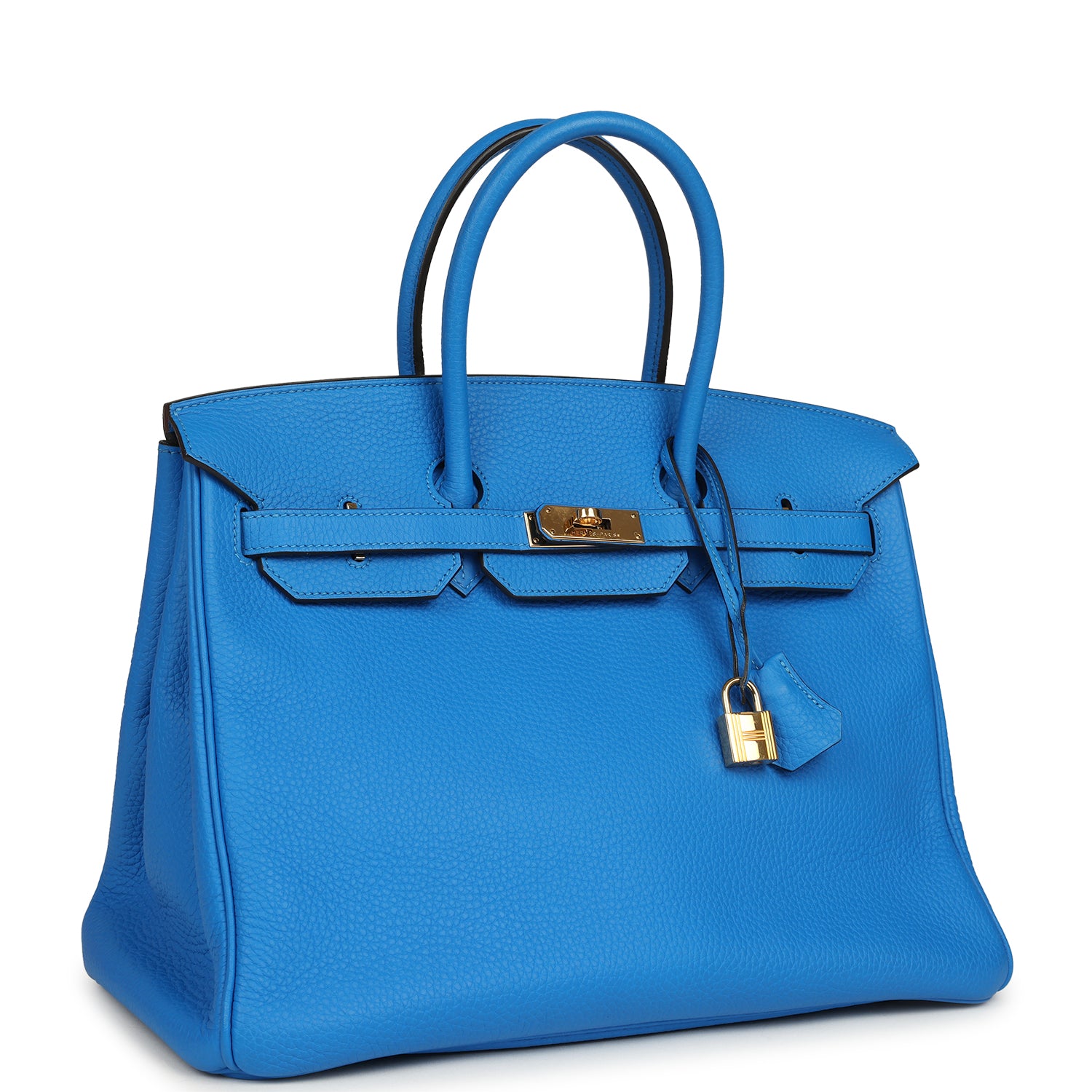 Pre-owned Hermes Birkin 35 Bleu Hydra Clemence Gold Hardware