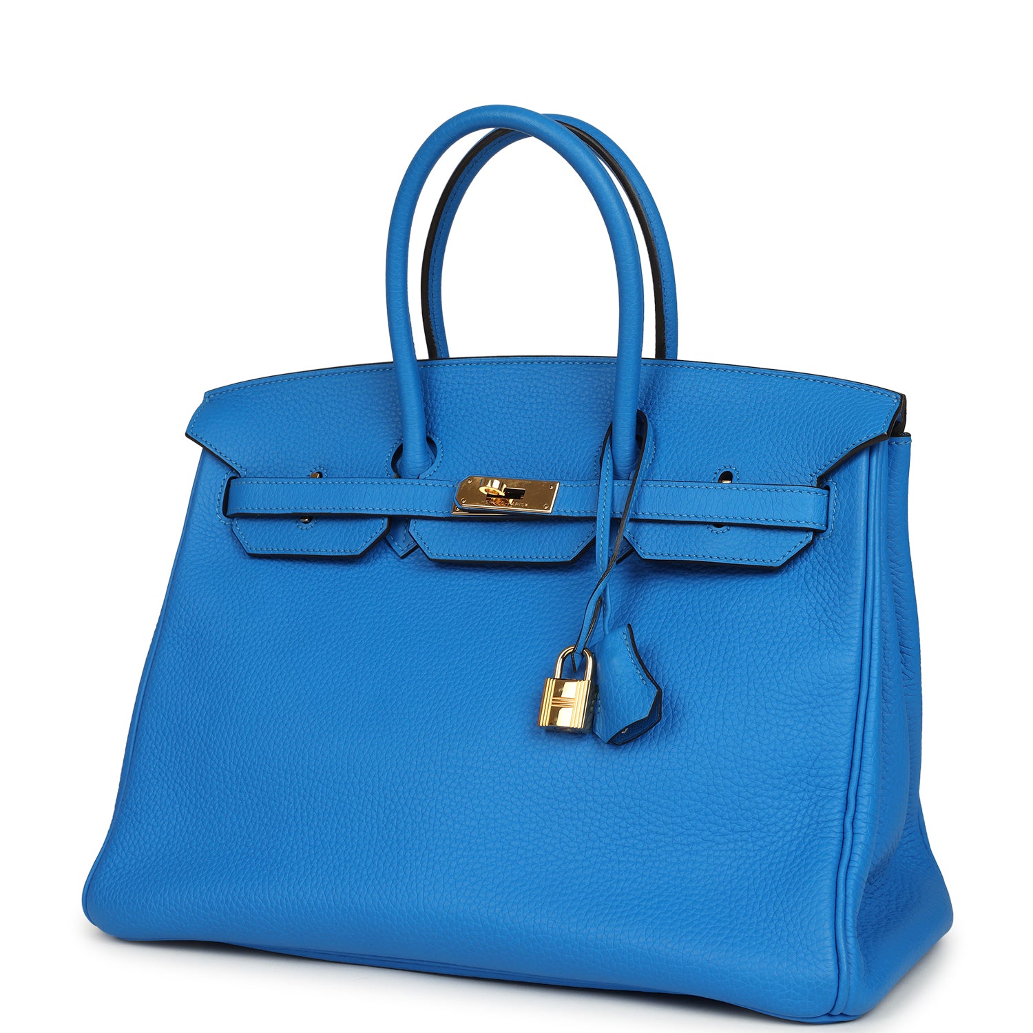 Pre-owned Hermes Birkin 35 Bleu Hydra Clemence Gold Hardware