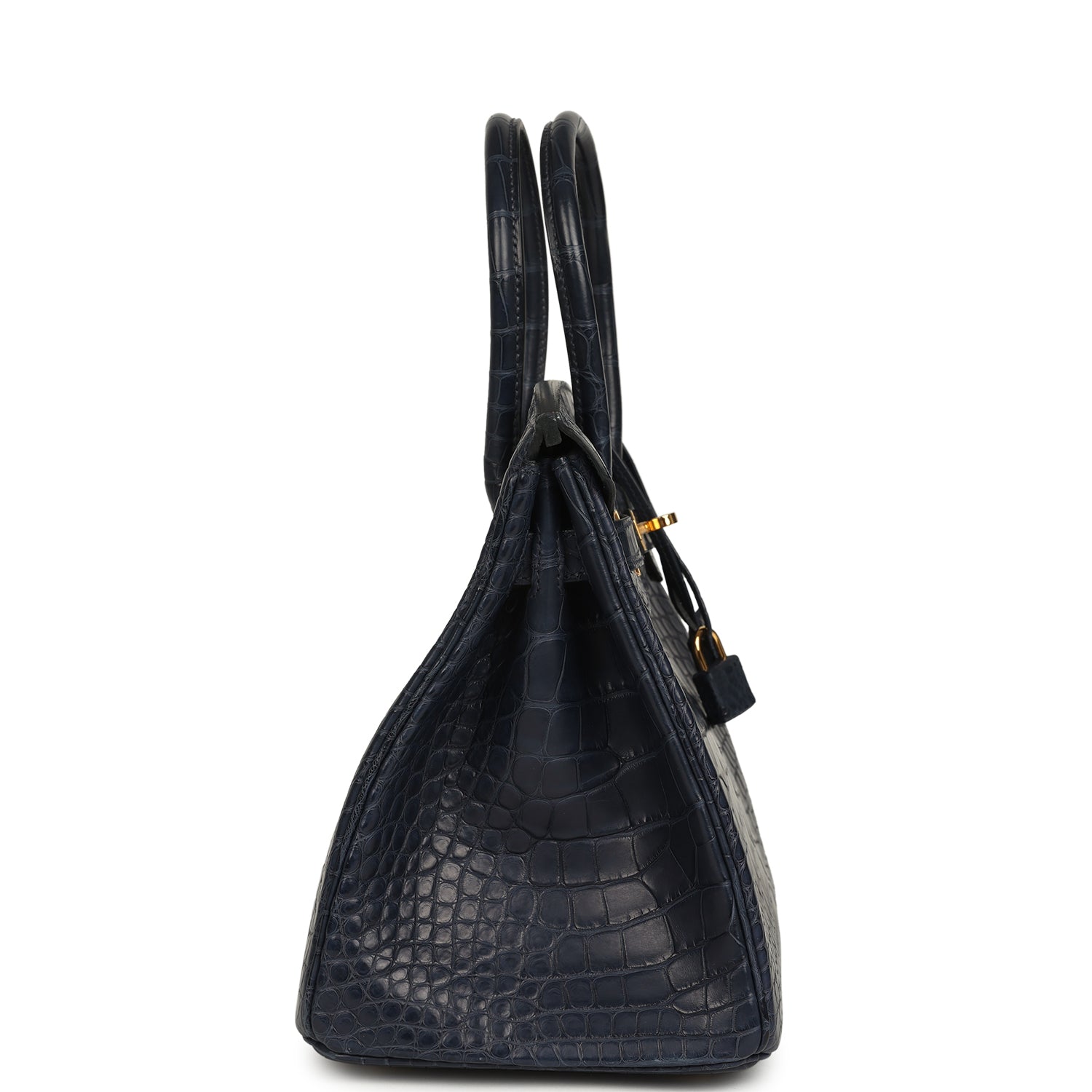 Pre-owned Hermes Birkin 30 Bleu Indigo Matte Alligator Gold Hardware