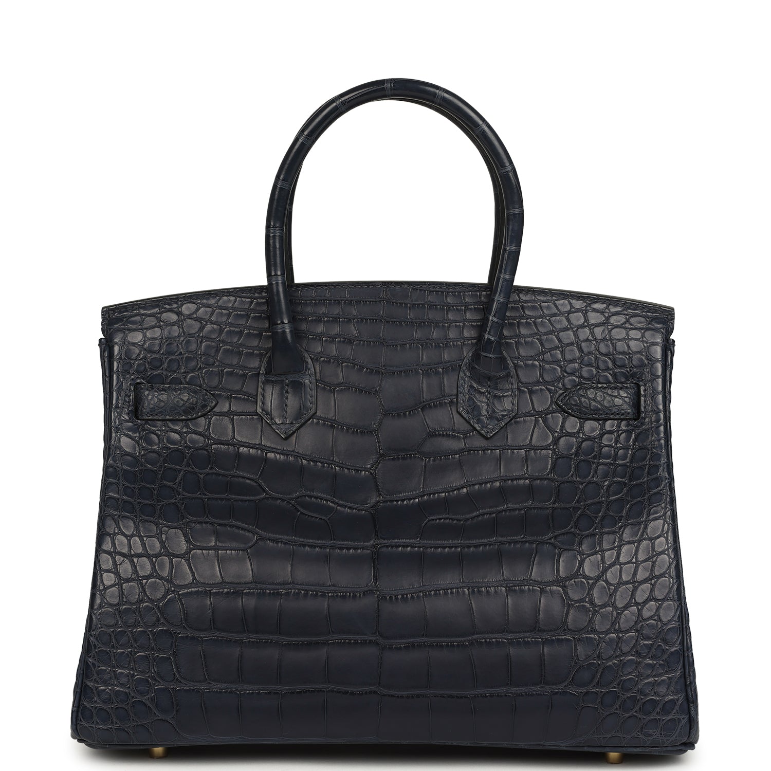 Pre-owned Hermes Birkin 30 Bleu Indigo Matte Alligator Gold Hardware