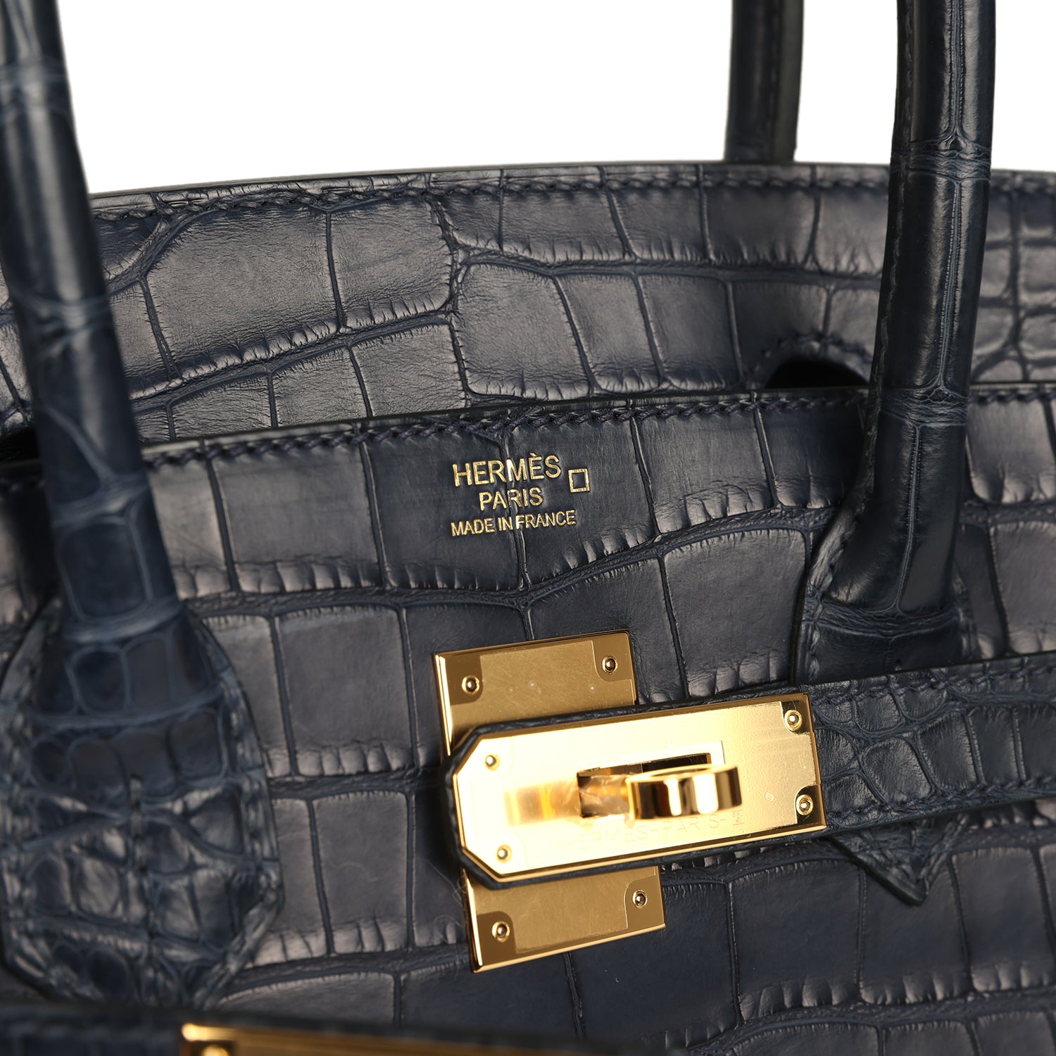 Pre-owned Hermes Birkin 30 Bleu Indigo Matte Alligator Gold Hardware