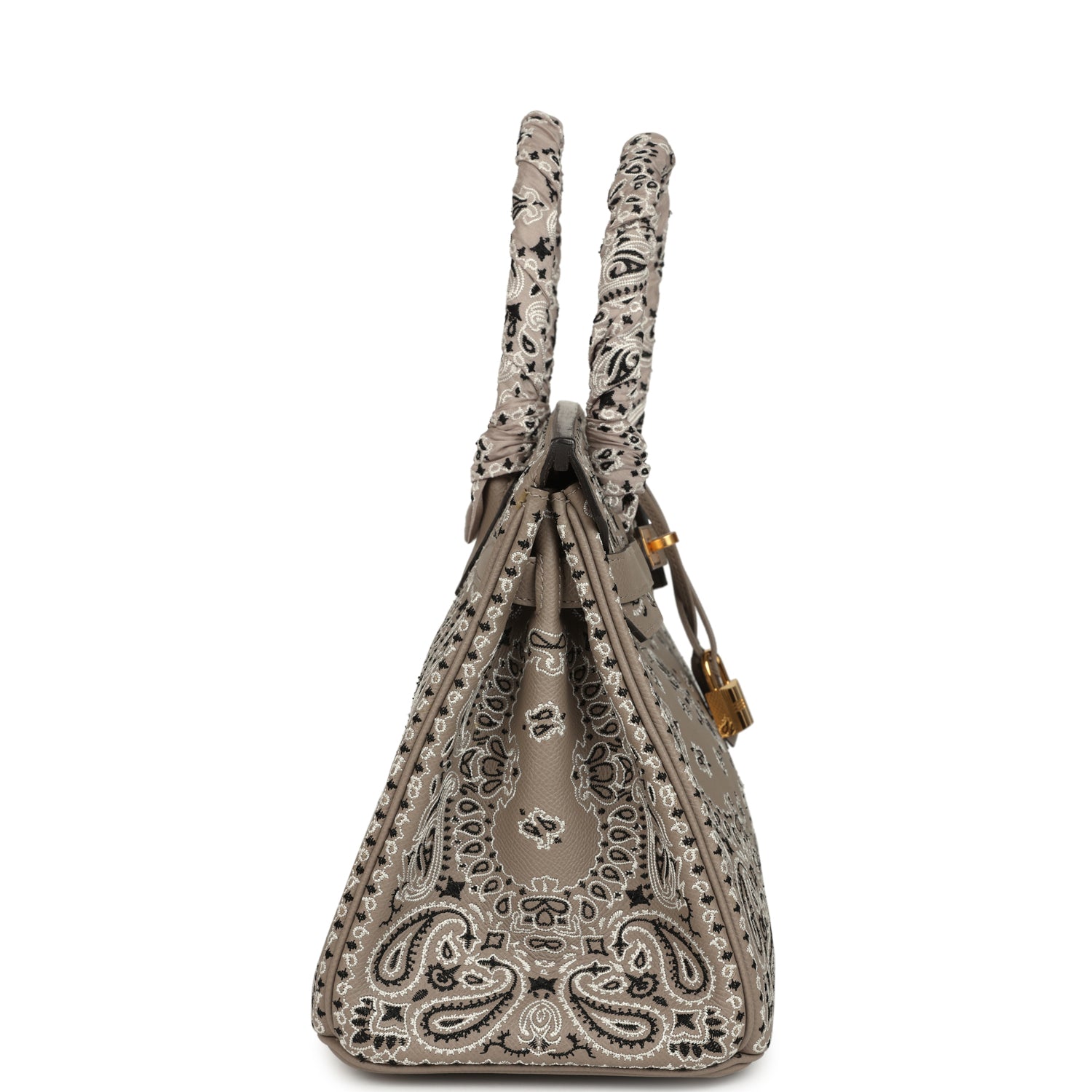 Pre-owned Hermes Jay Ahr Birkin 30 Gris Asphalte Epsom Bandana Embroidery Gold Hardware