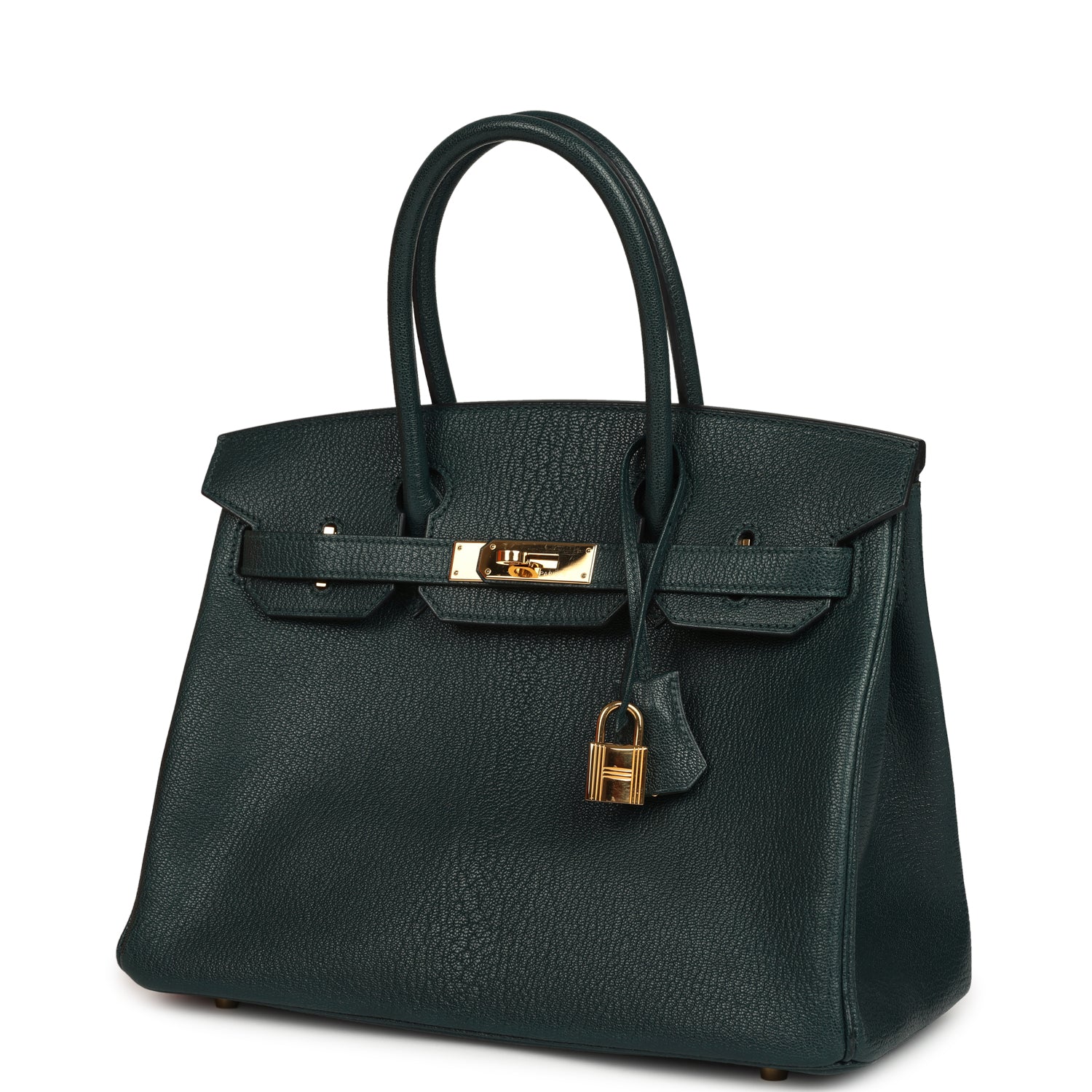 Pre-owned Hermes Birkin 30 Vert Cypress Chevre de Coromandel Gold Hardware