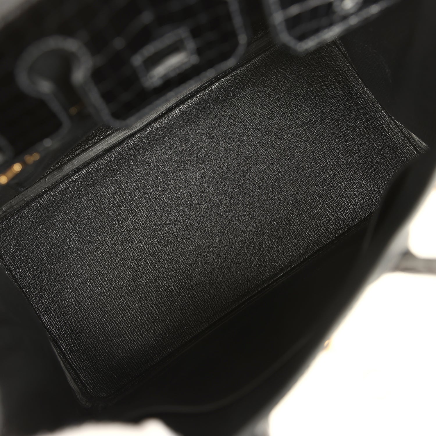 Pre-owned Hermes Birkin 25 Black Shiny Porosus Crocodile Gold Hardware